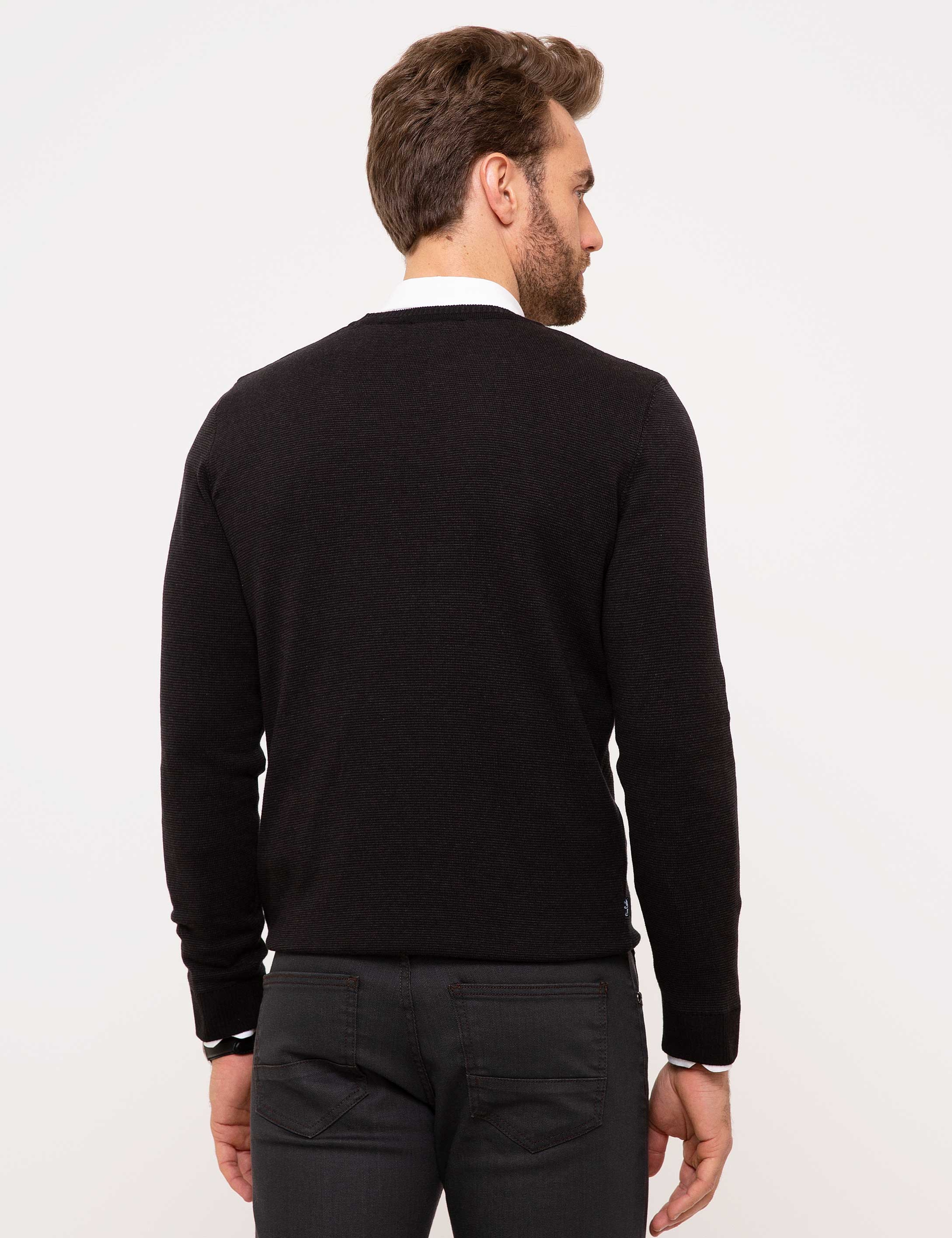 Siyah Slim Fit Triko Kazak