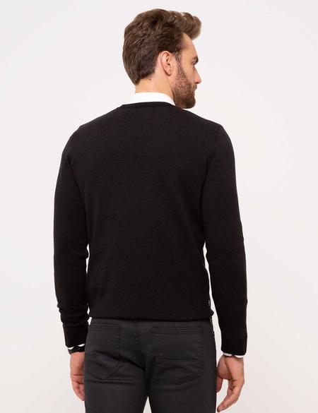 Siyah Slim Fit Triko Kazak - 50208703011