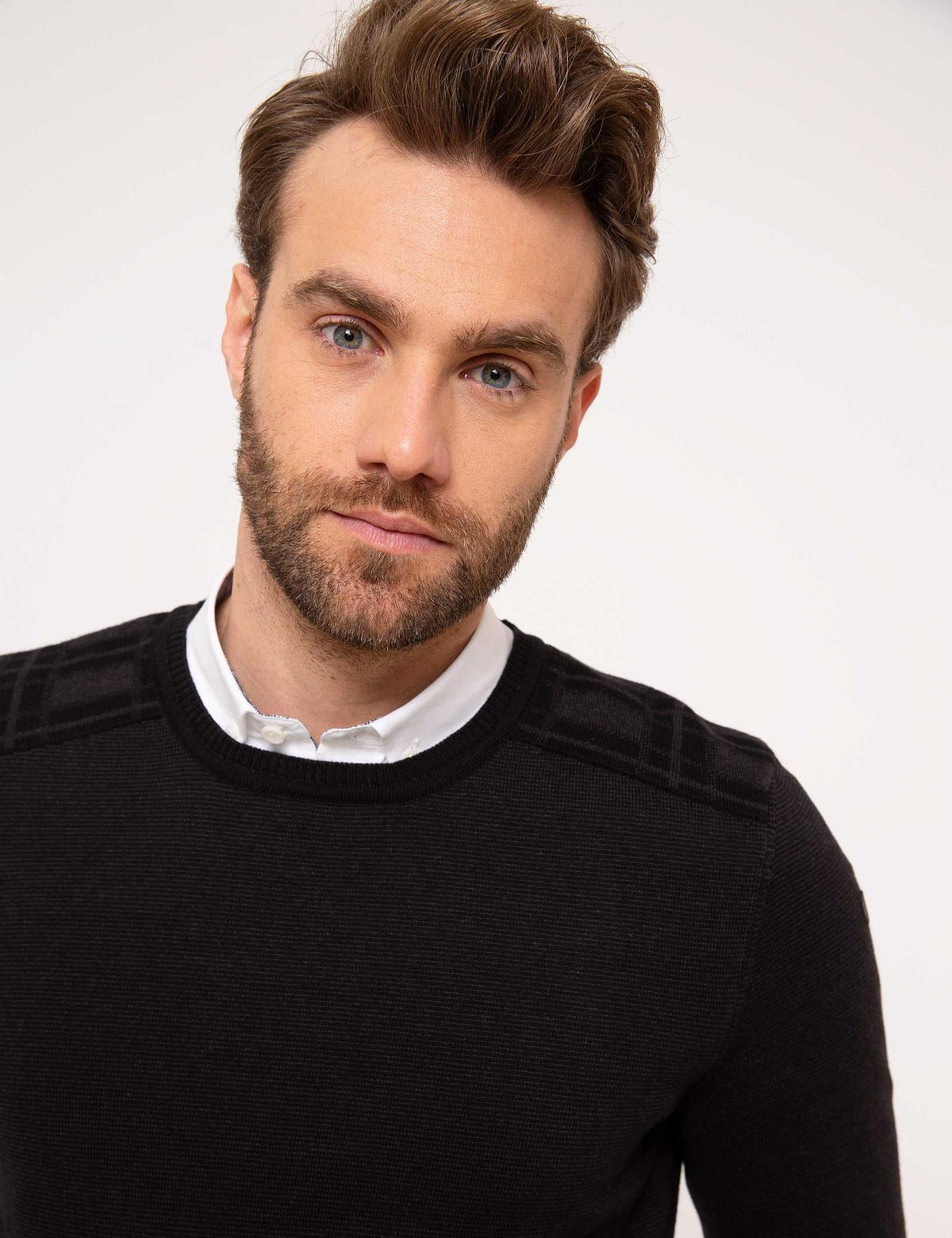 Siyah Slim Fit Triko Kazak - 50208703011