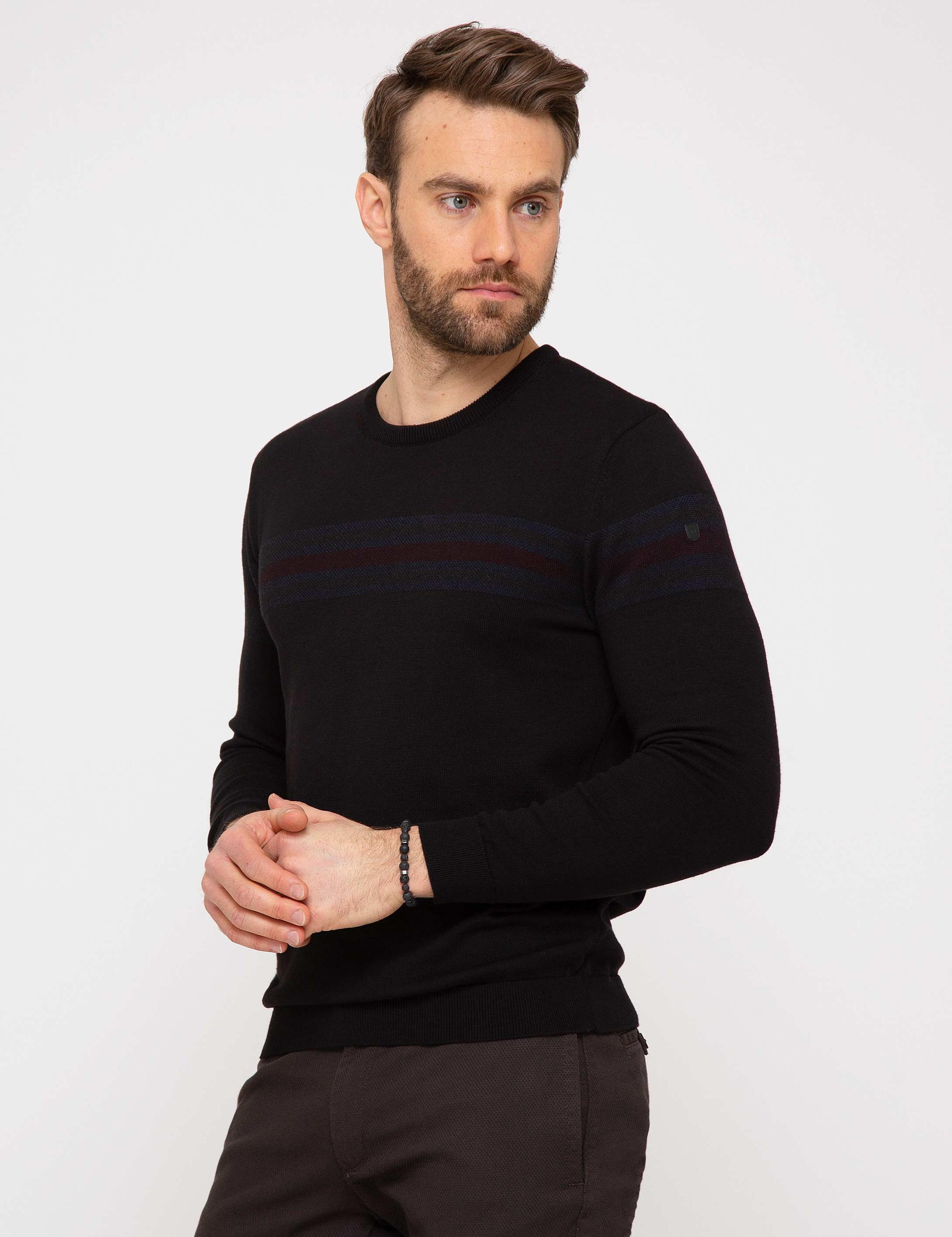 Siyah Slim Fit Triko Kazak