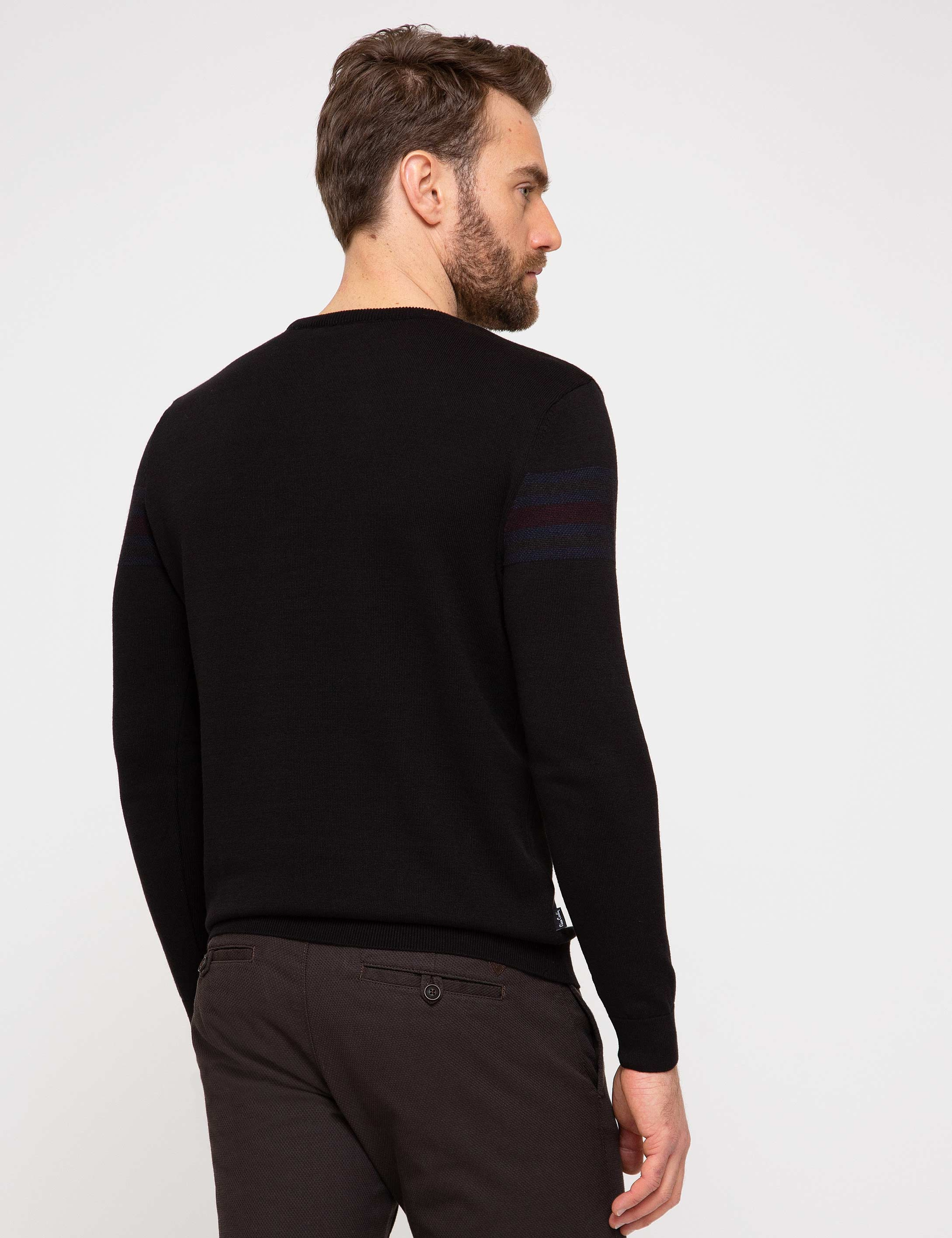 Siyah Slim Fit Triko Kazak - Image 4