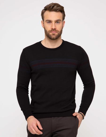 Siyah Slim Fit Triko Kazak - 50208704001