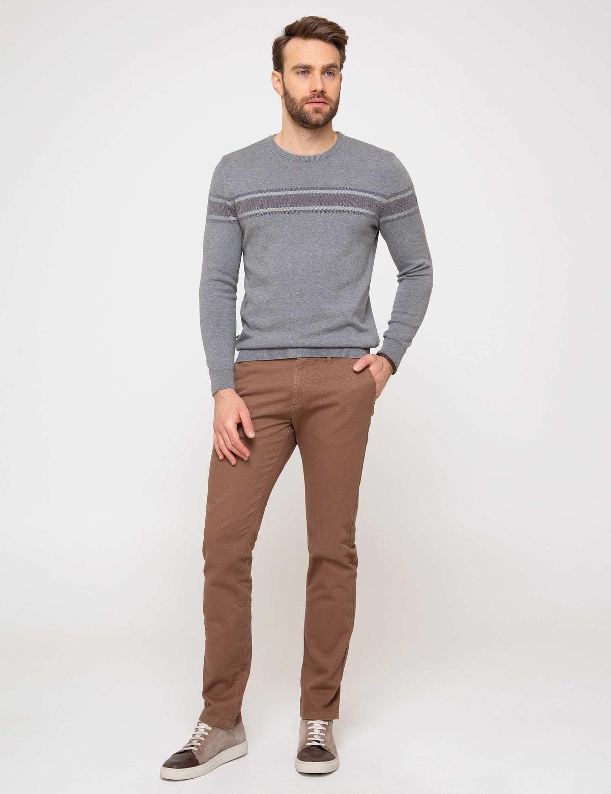 Gri Melanj Slim Fit Triko Kazak - 50208704016