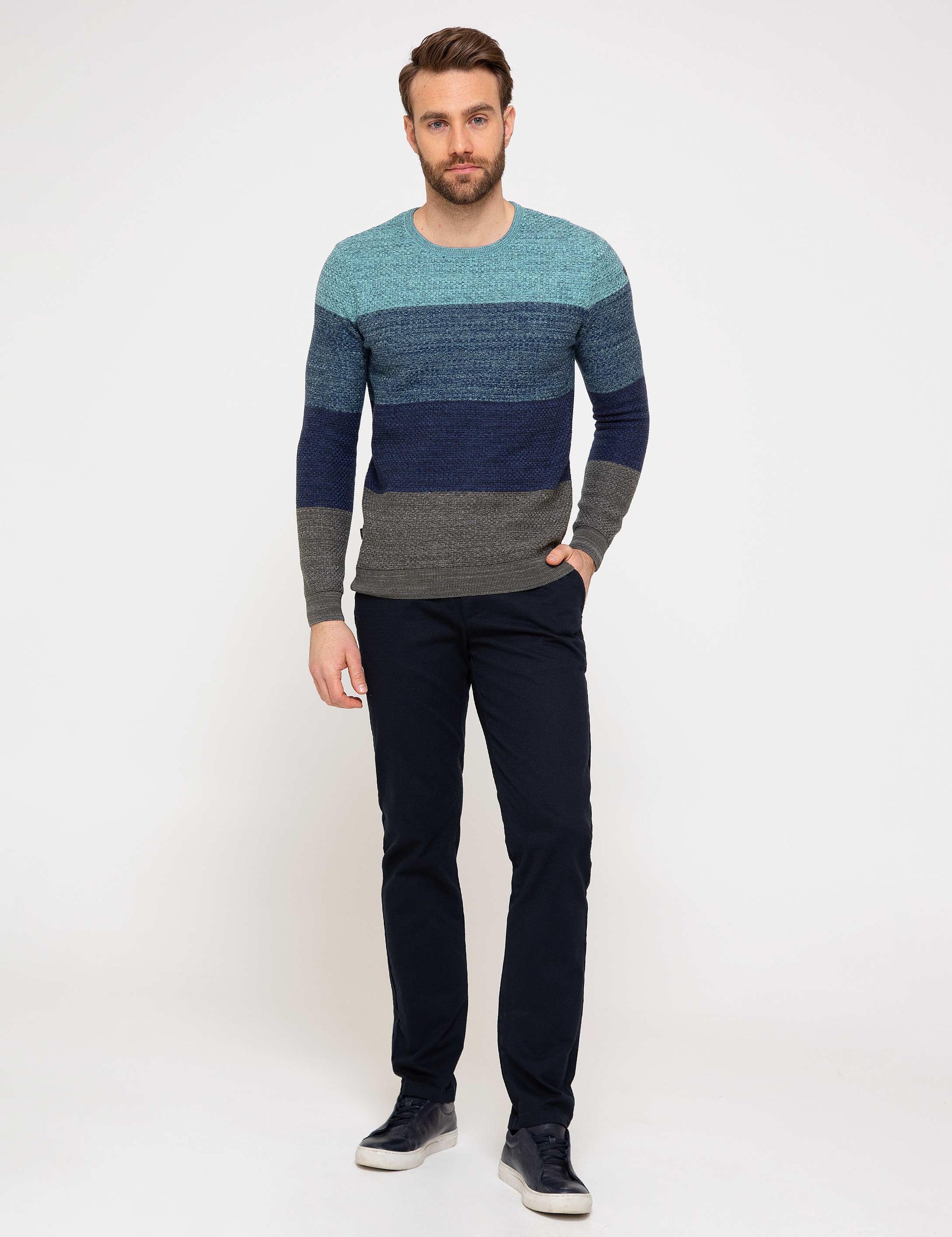 Lacivert Slim Fit Triko Kazak - Image 1