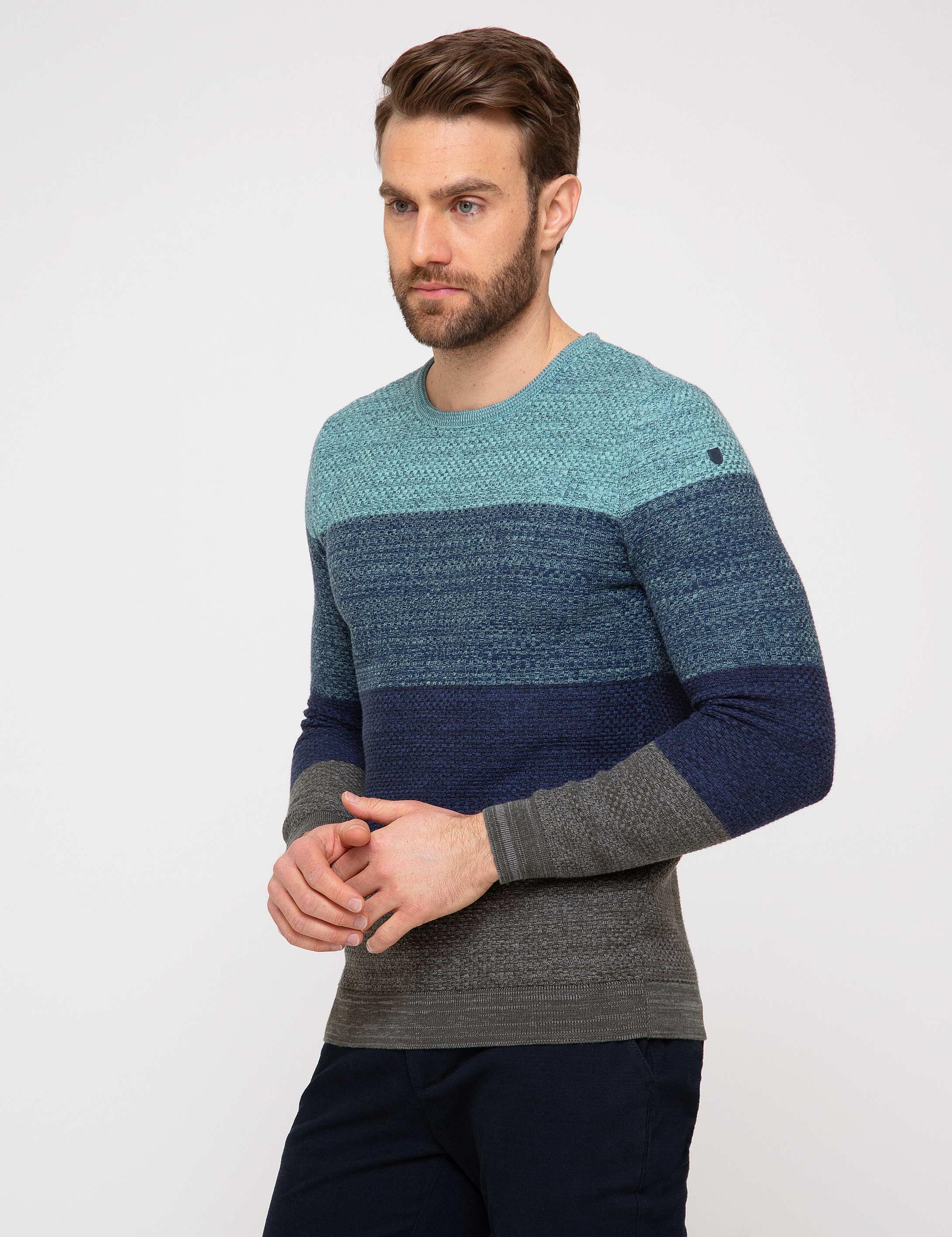 Lacivert Slim Fit Triko Kazak