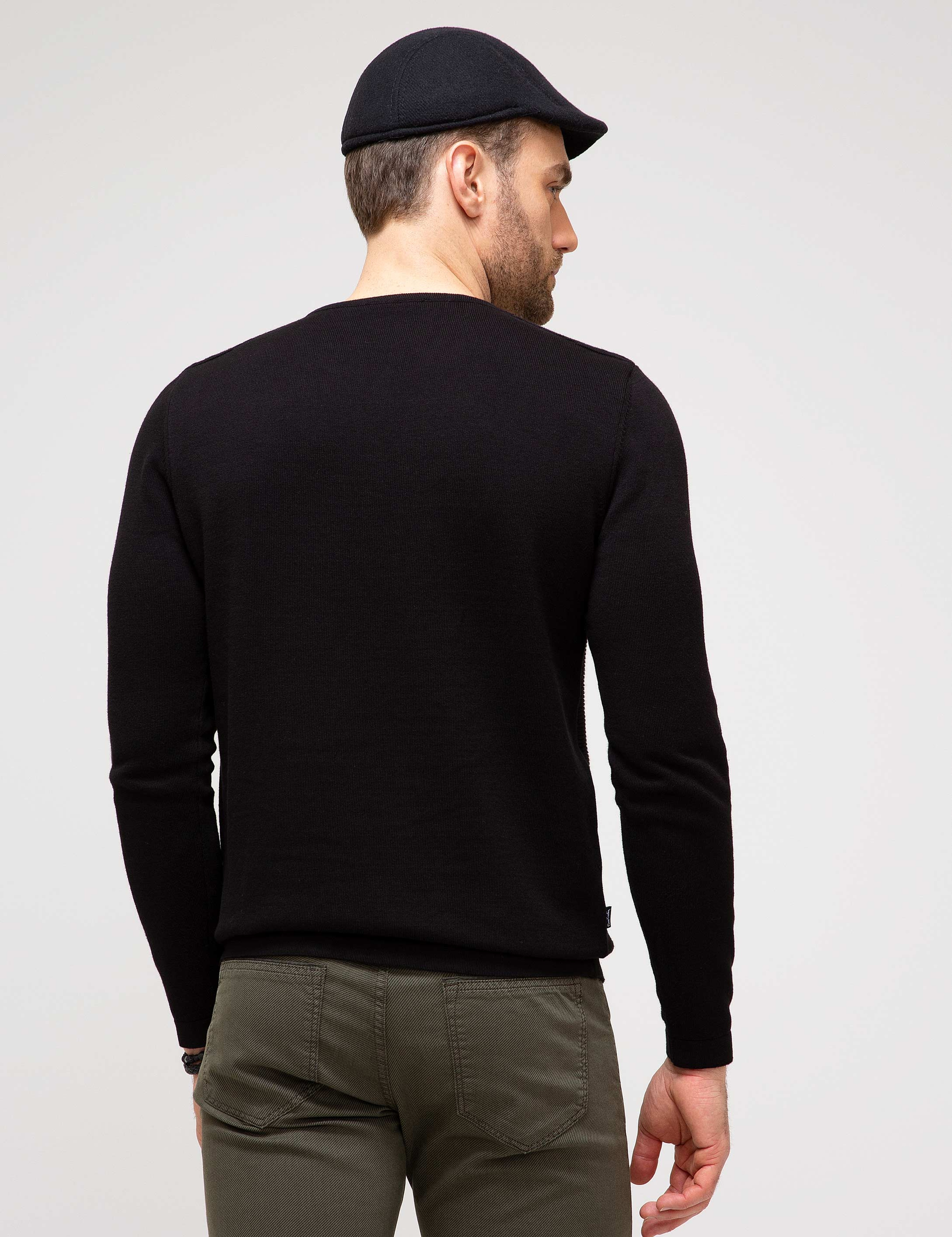Siyah Slim Fit Triko Kazak - Image 4
