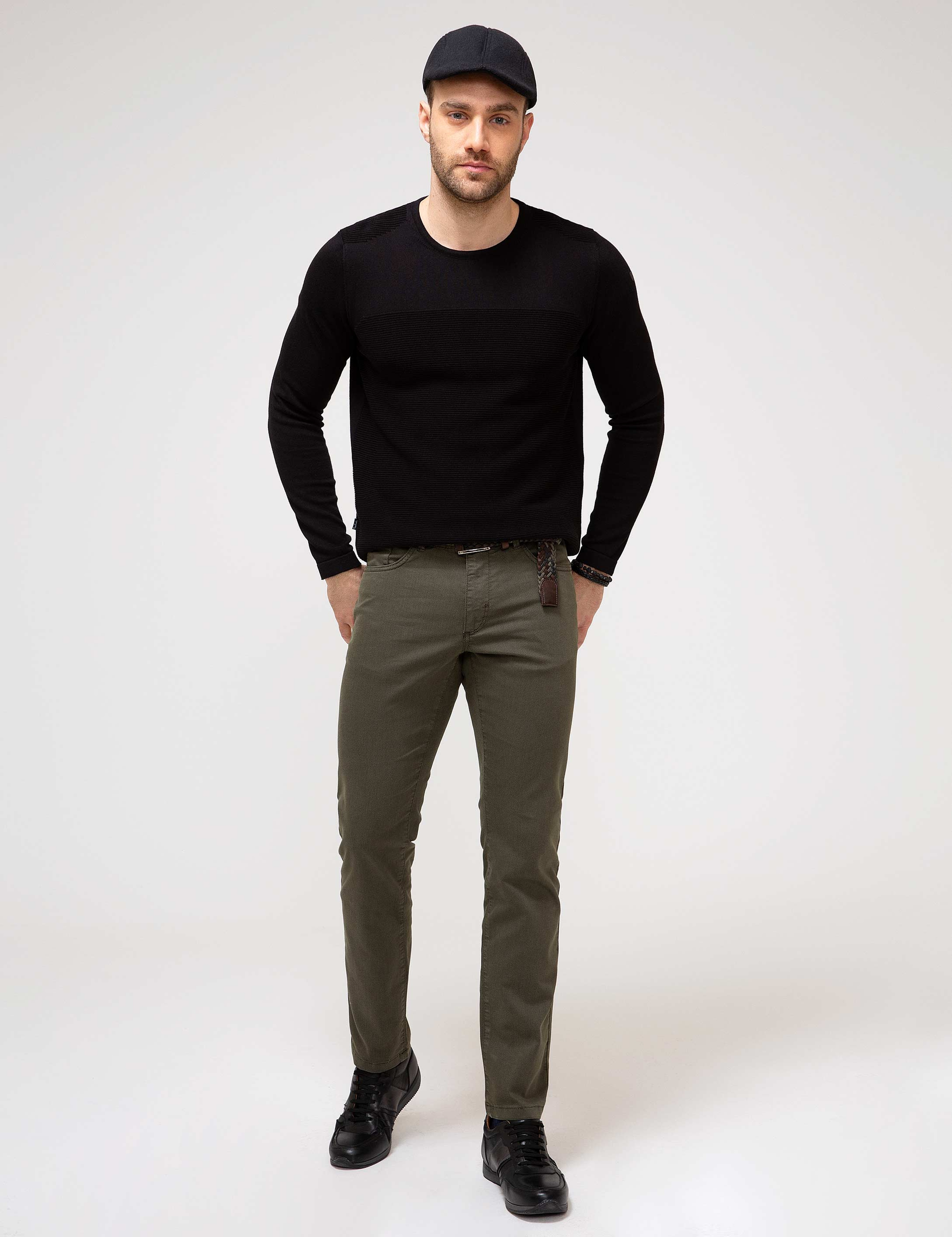 Siyah Slim Fit Triko Kazak - Image 3