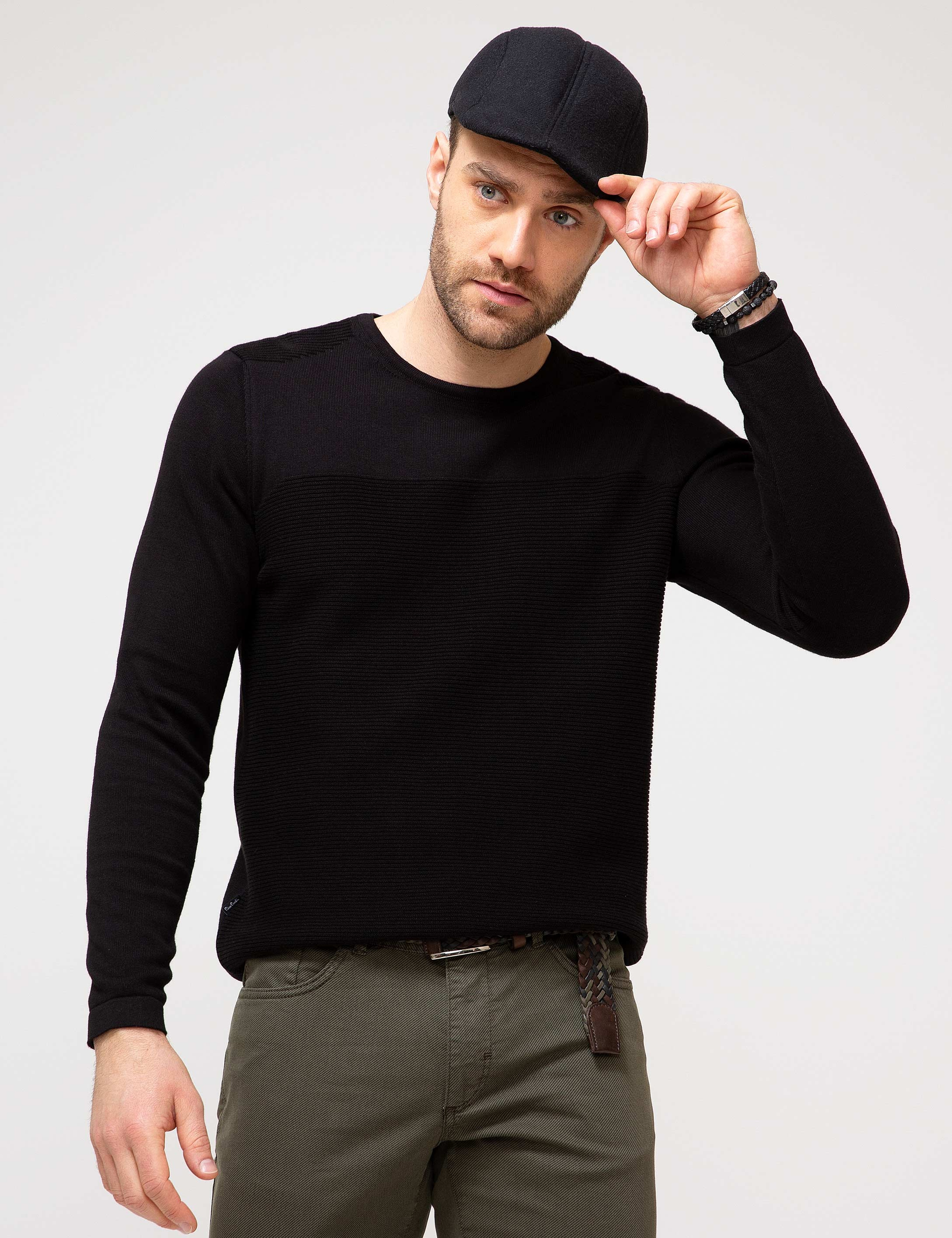 Siyah Slim Fit Triko Kazak