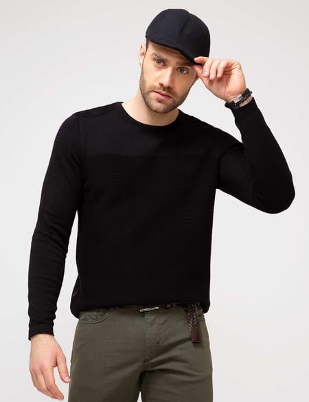 Siyah Slim Fit Triko Kazak - 50208706006