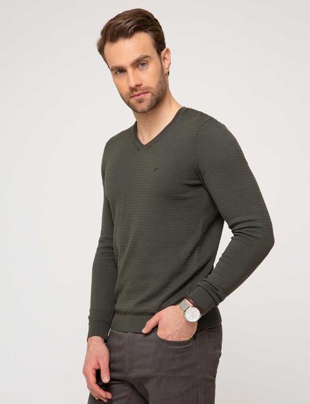 Haki Slim Fit Kazak - 50208707021