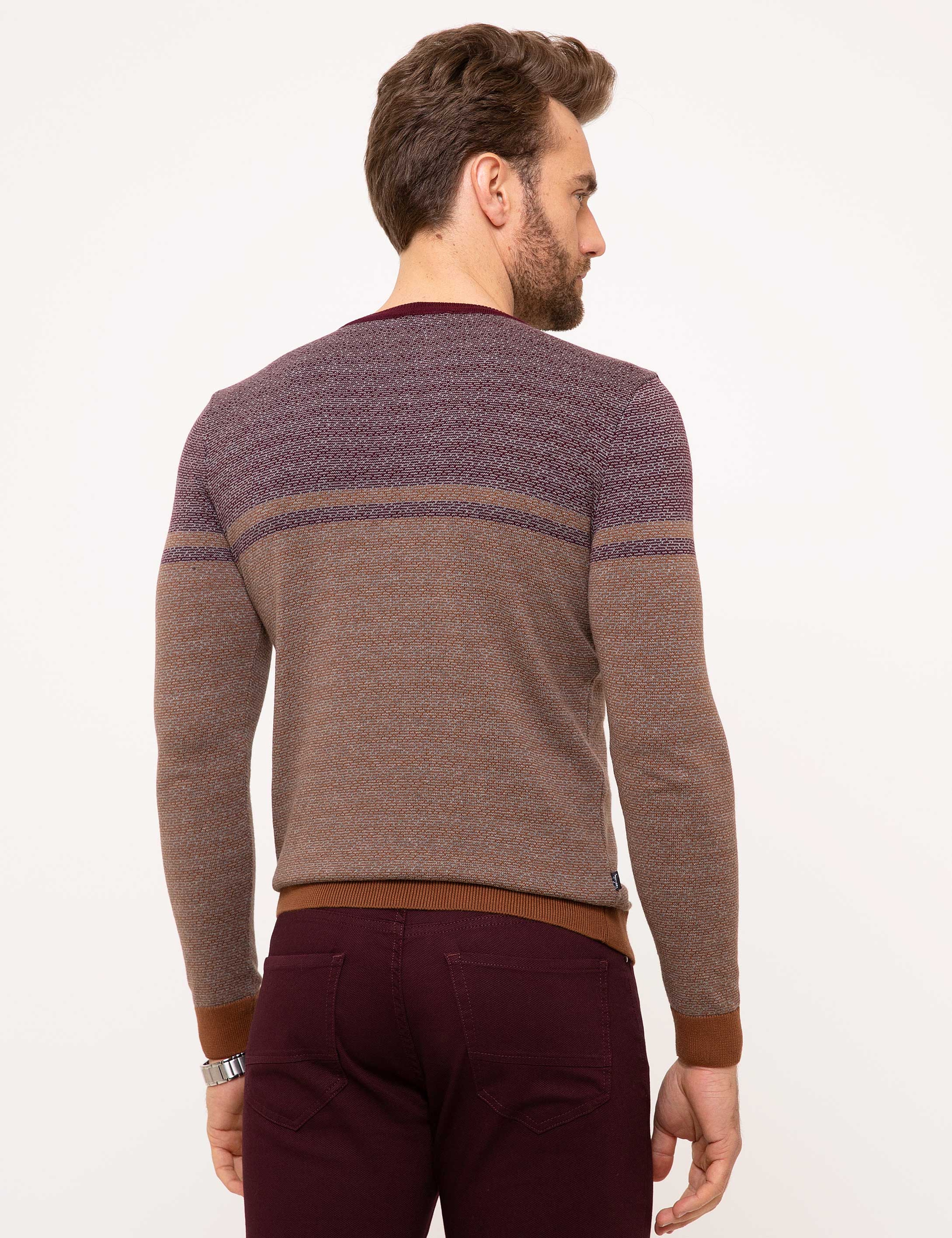 Turuncu Slim Fit Triko Kazak - Image 4