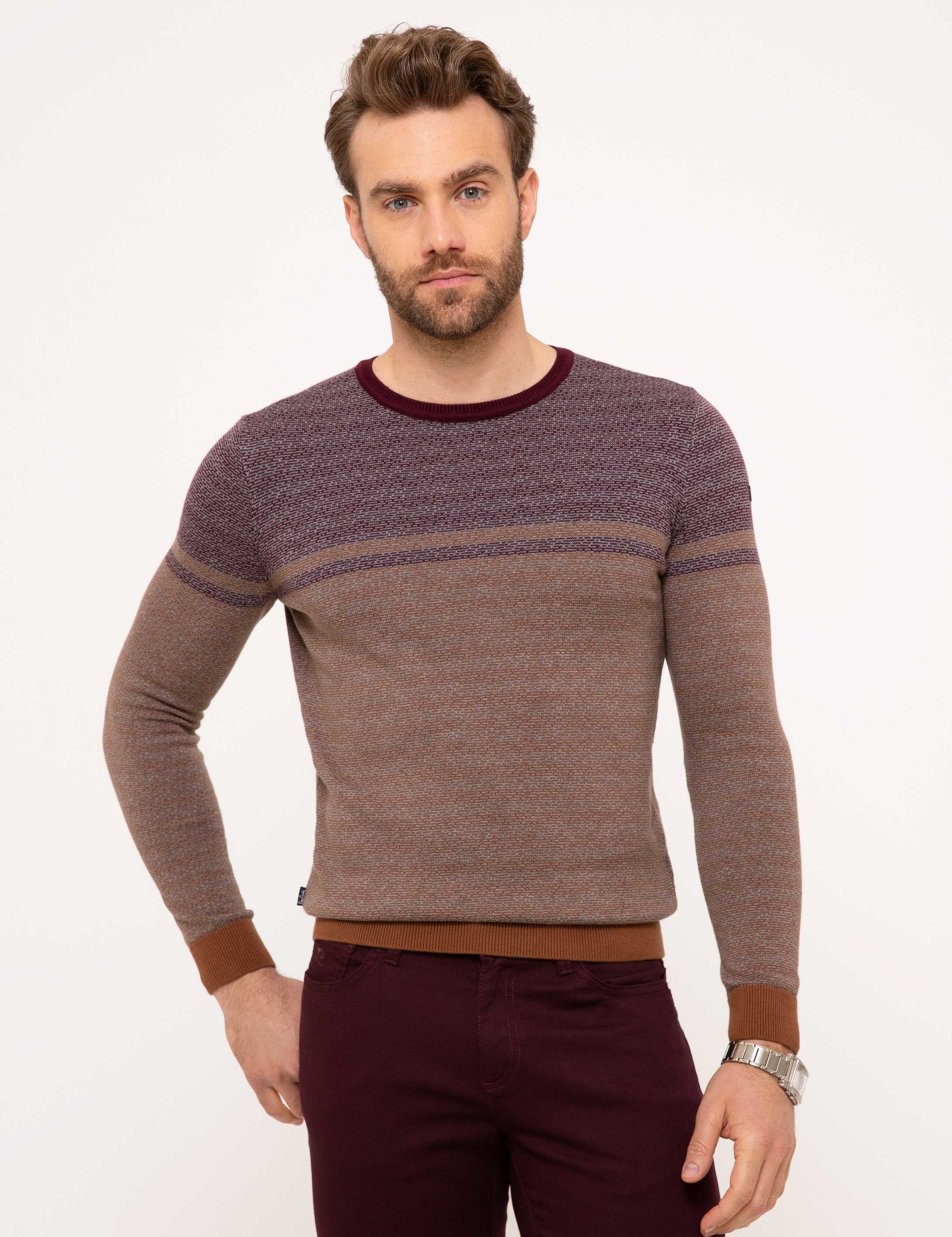Turuncu Slim Fit Triko Kazak - Image 1