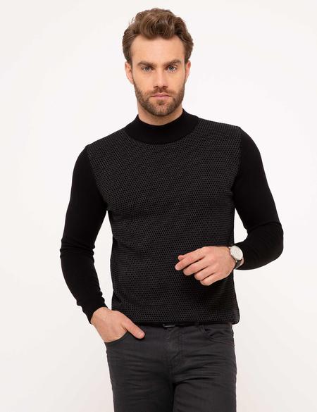 Siyah Slim Fit Triko Kazak - 50208710006