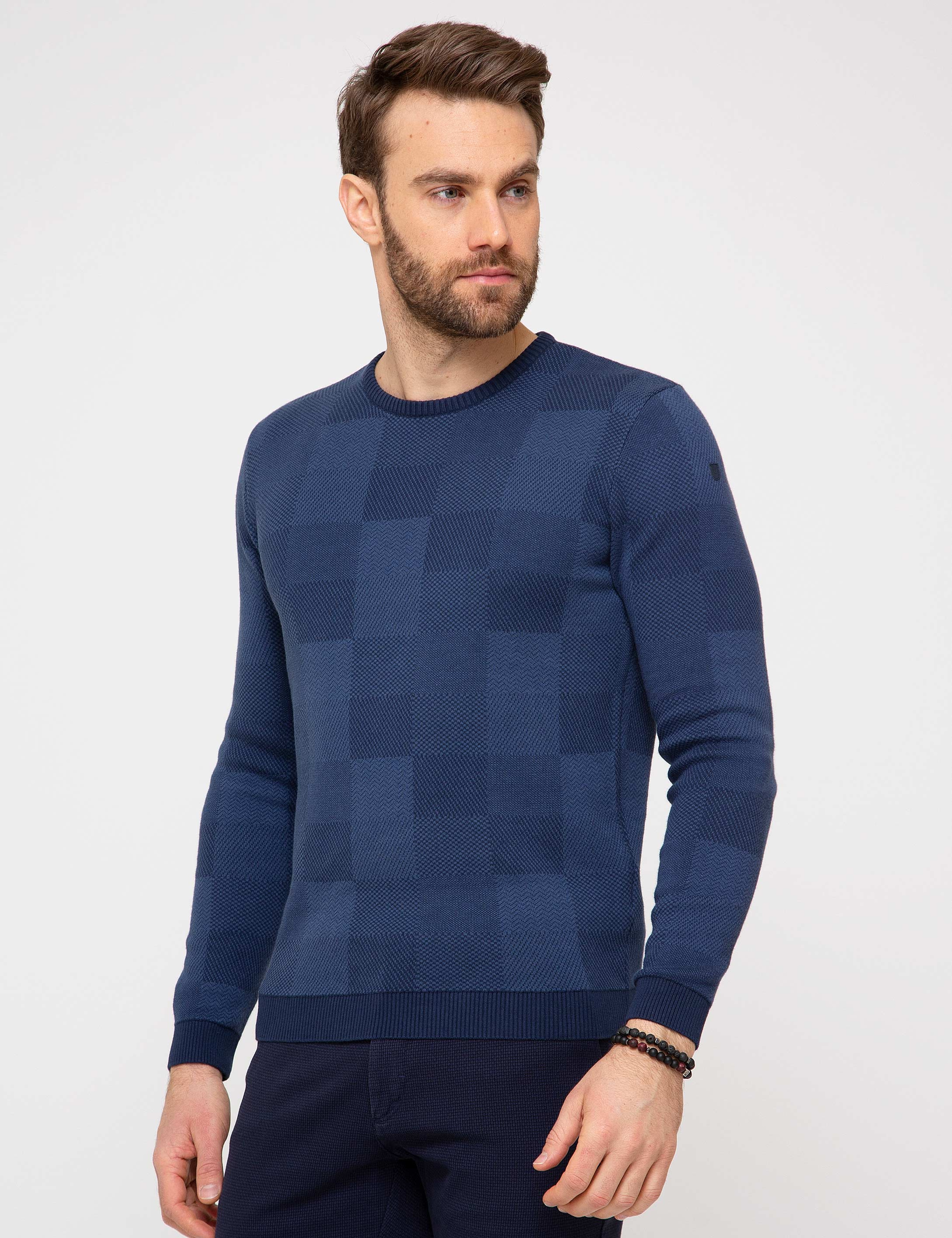 Lacivert Slim Fit Kazak - Image 1