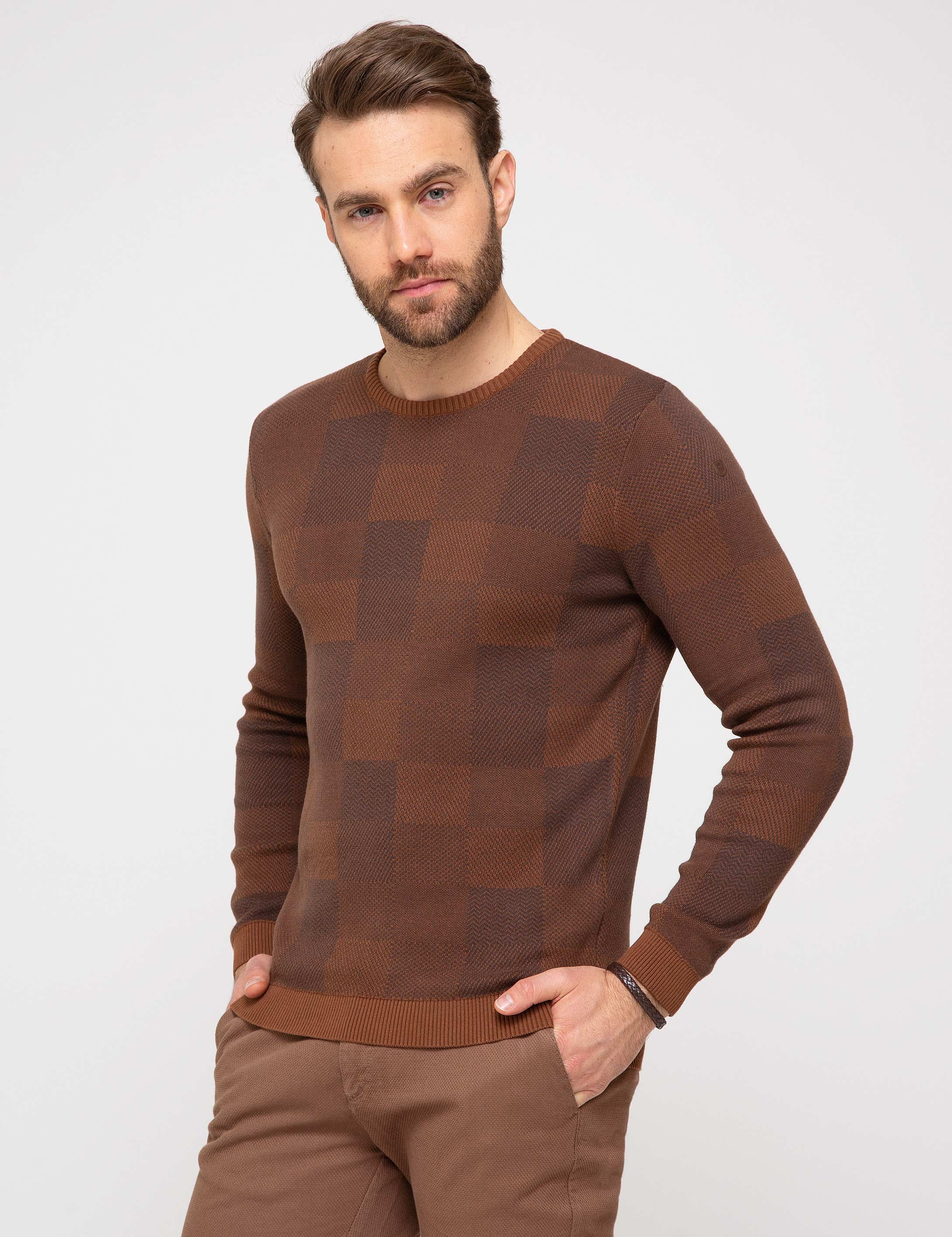 Turuncu Slim Fit Triko Kazak - Image 2