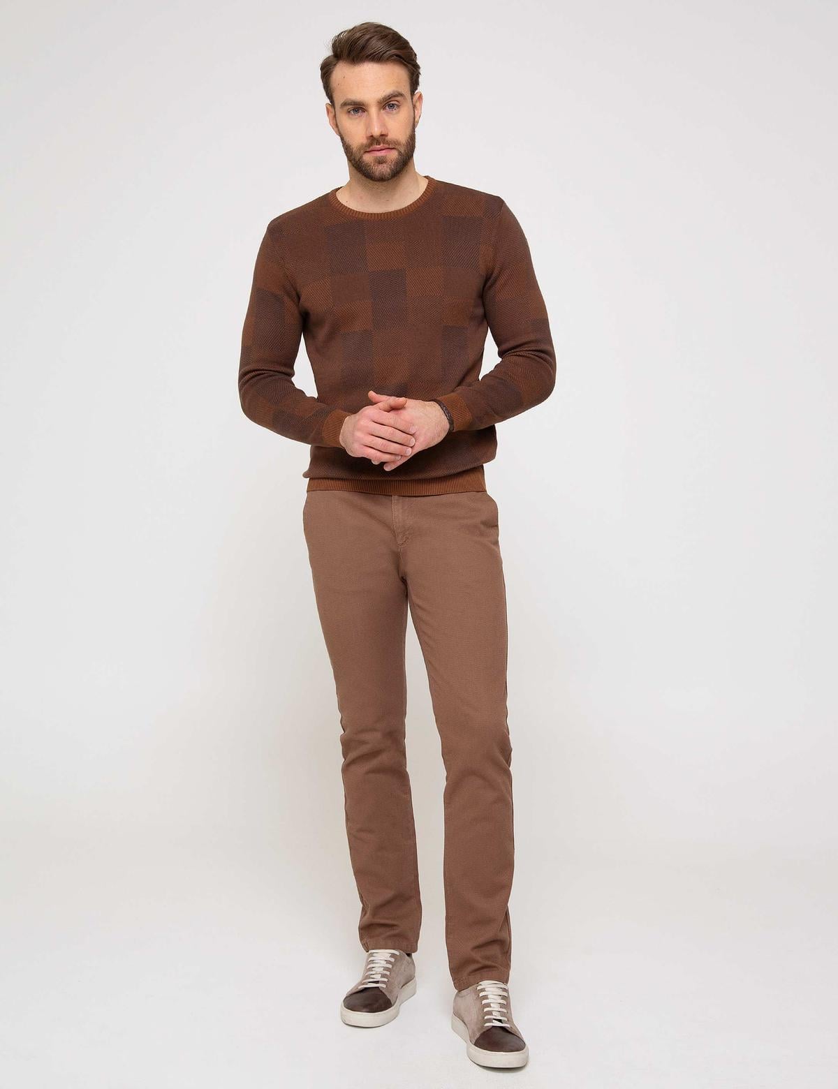 Turuncu Slim Fit Triko Kazak - 50208724026