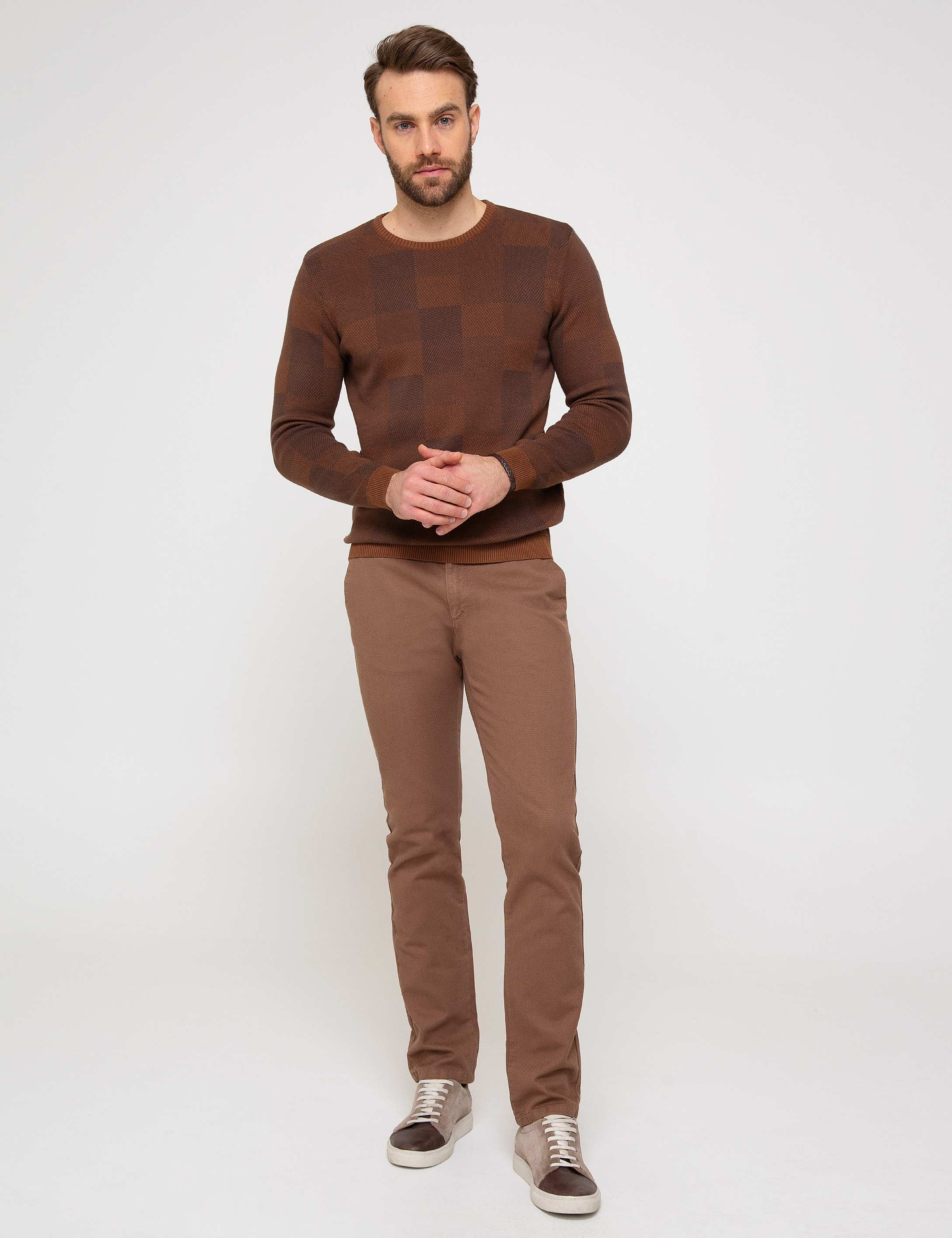 Turuncu Slim Fit Triko Kazak - Image 3