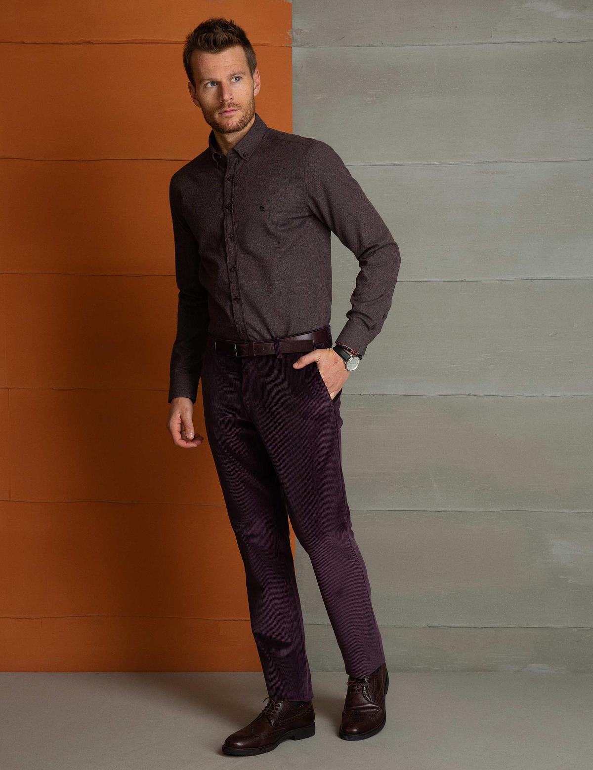 Bordo Slim Fit Pantolon