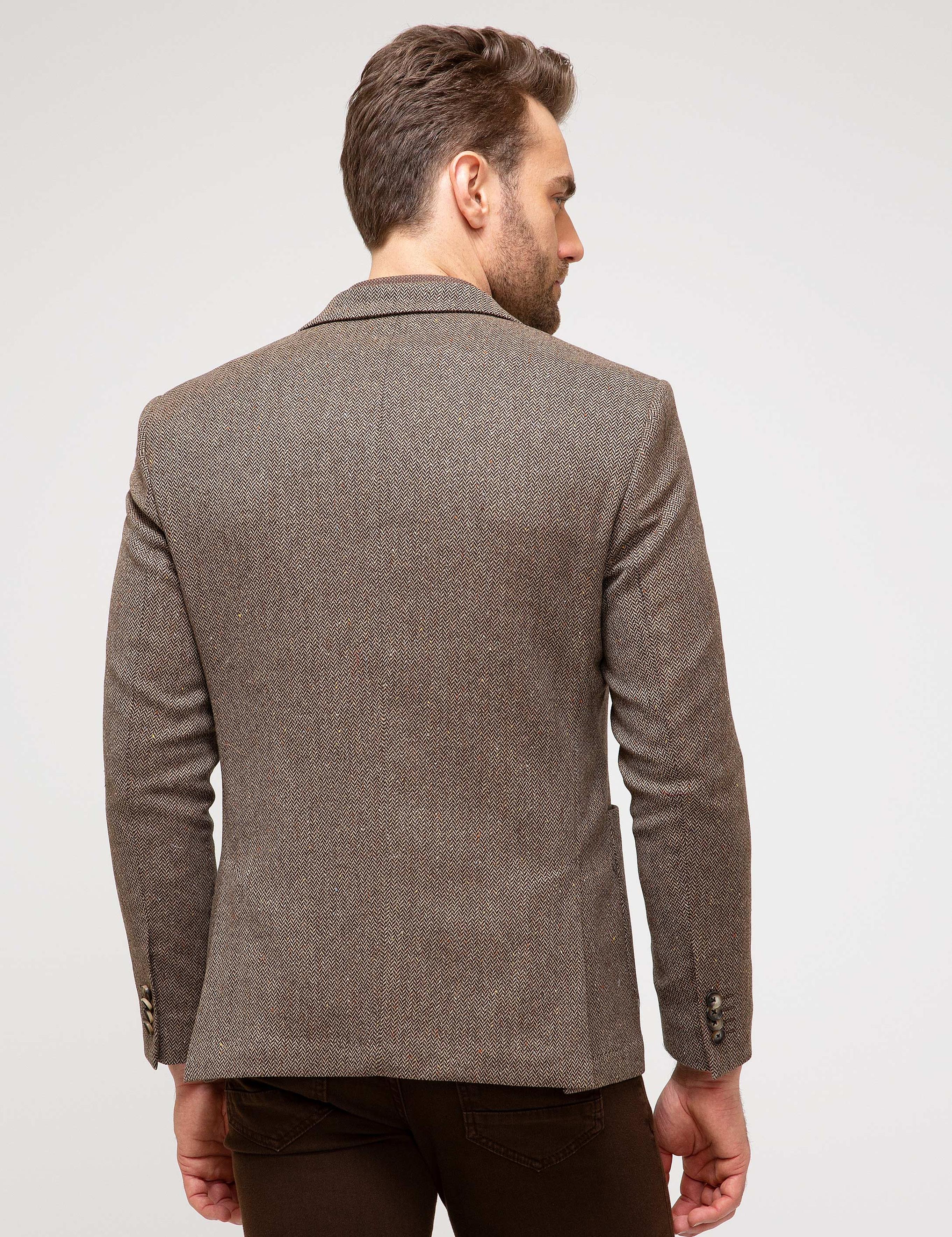 Kahverengi Slim Fit Ceket