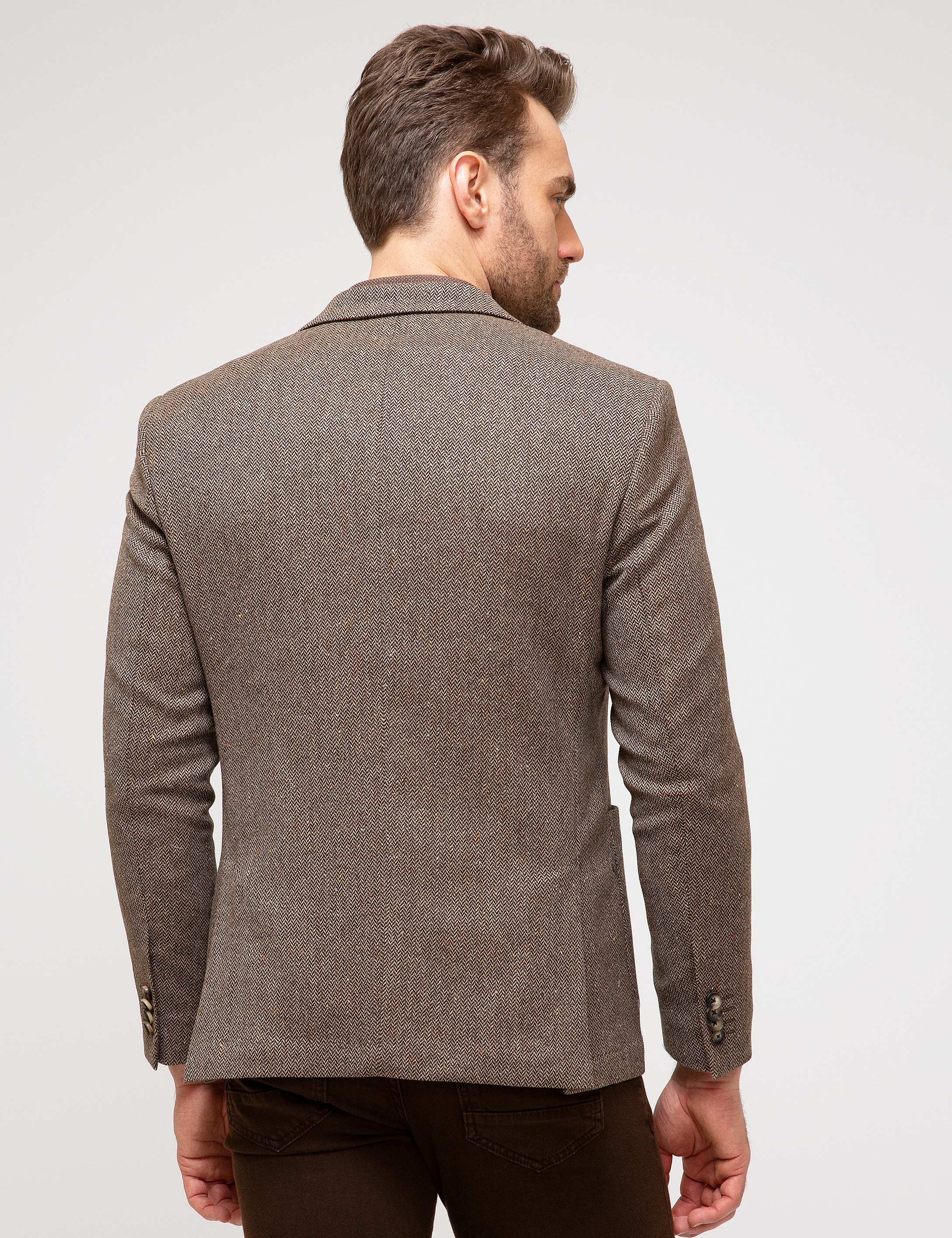 Kahverengi Slim Fit Ceket - Image 4