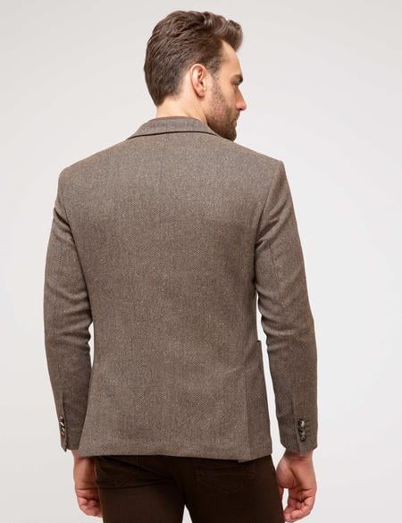 Kahverengi Slim Fit Ceket - 50208893008