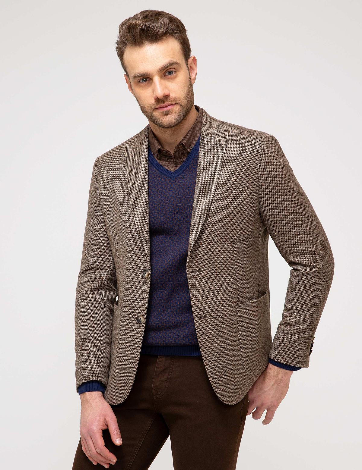 Kahverengi Slim Fit Ceket