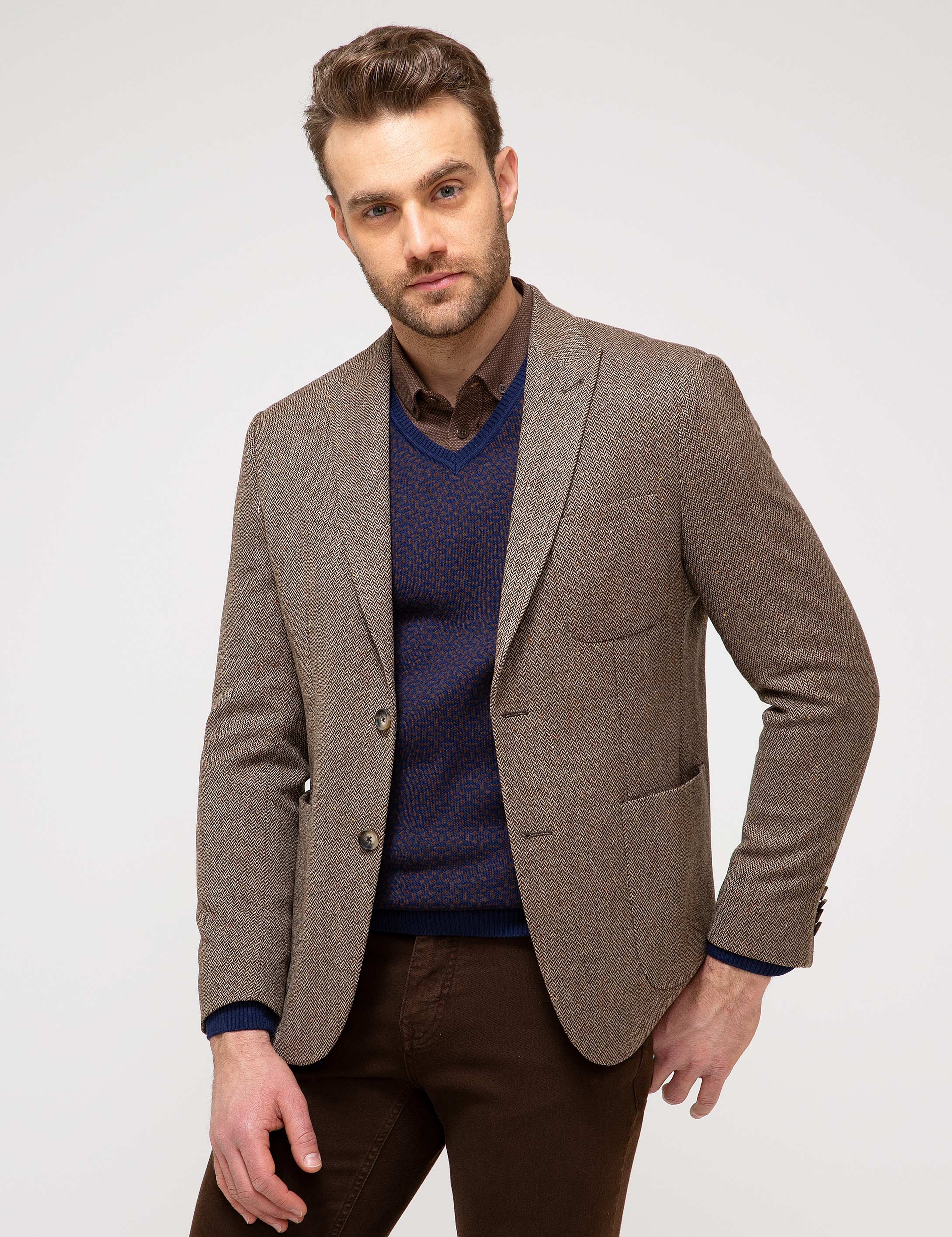 Kahverengi Slim Fit Ceket - Image 1