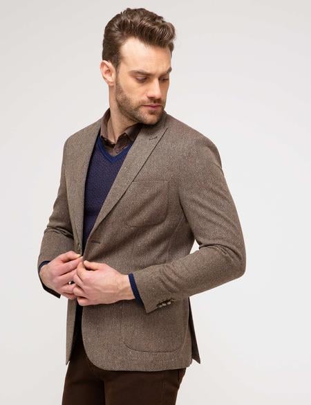Kahverengi Slim Fit Ceket - 50208893008