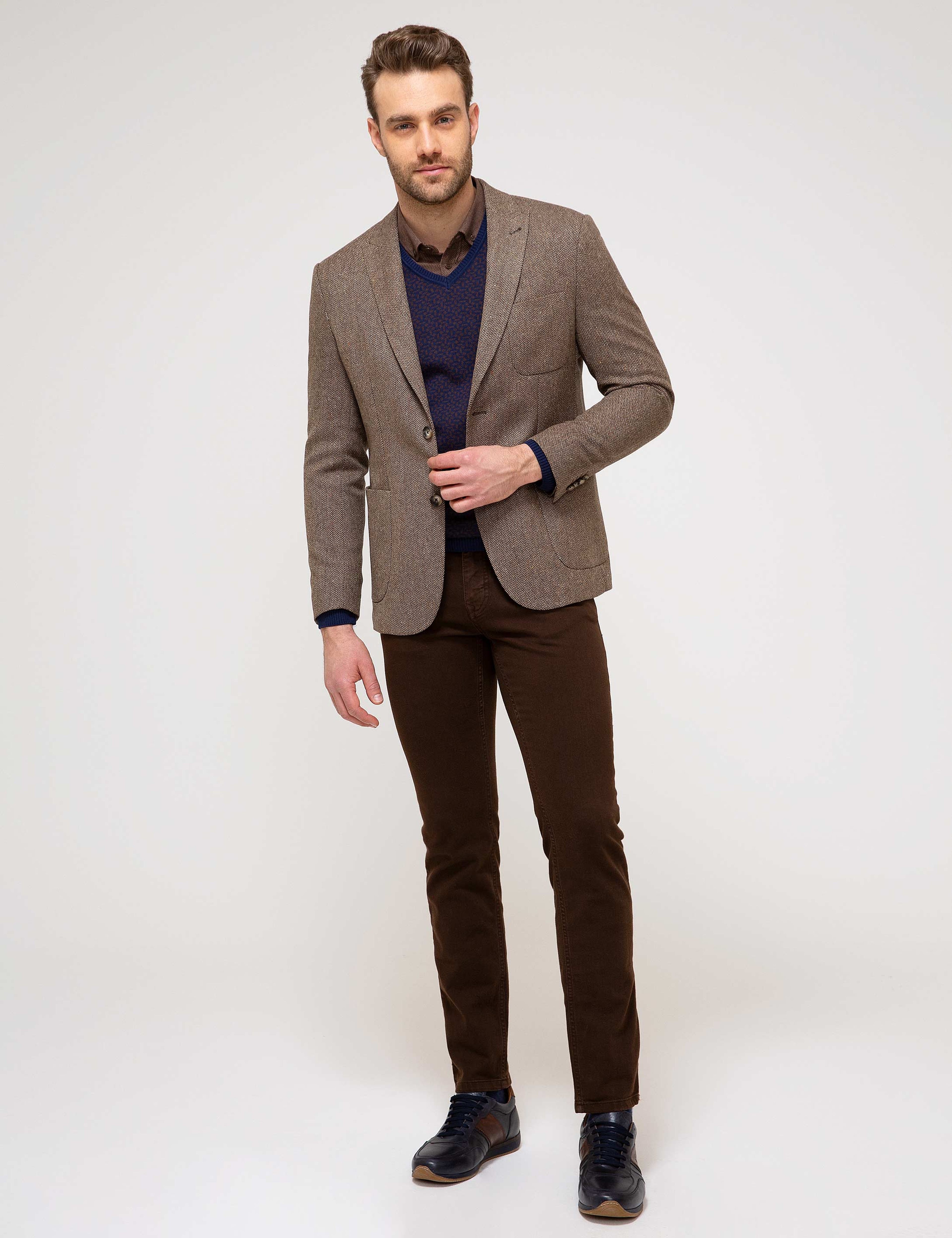 Kahverengi Slim Fit Ceket - Image 3