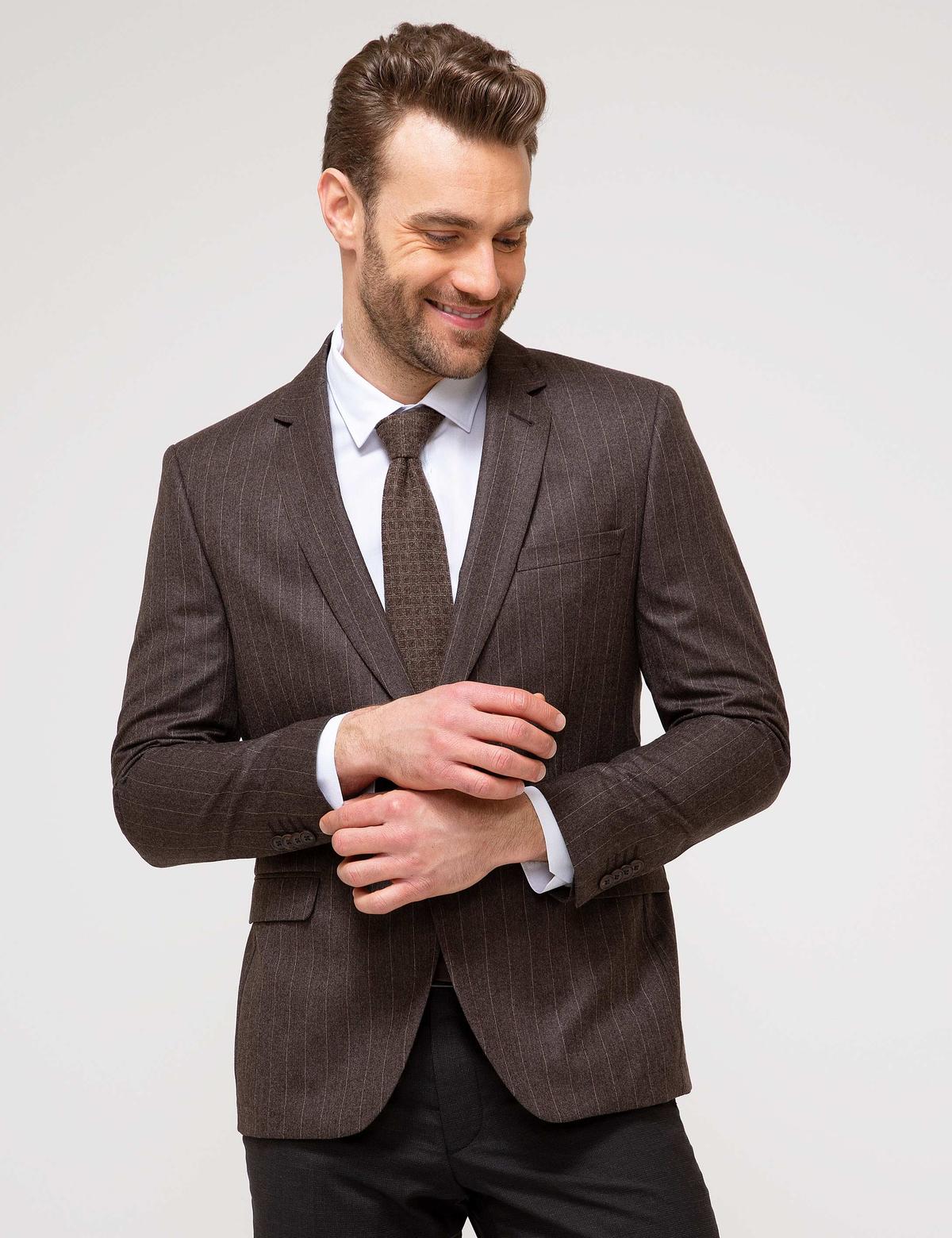 Kahverengi Slim Fit Ceket