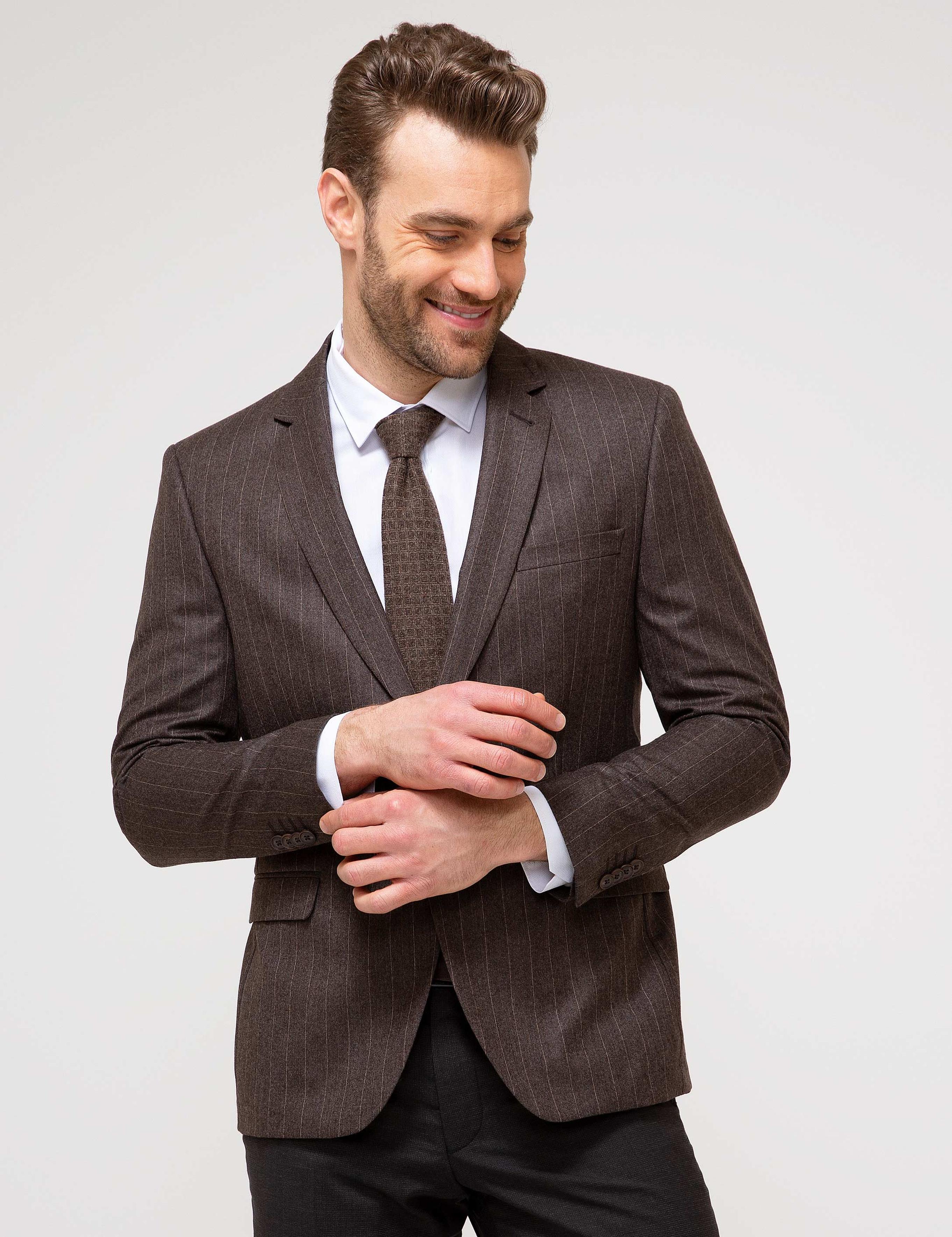 Kahverengi Slim Fit Ceket