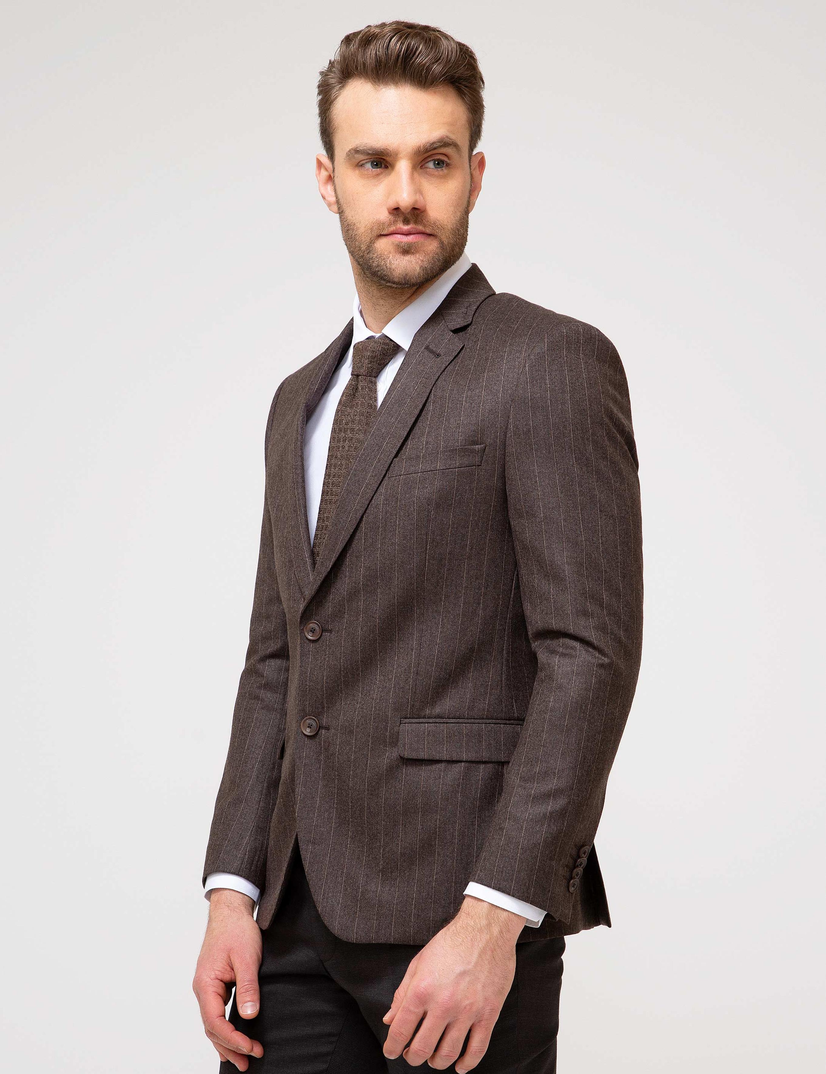 Kahverengi Slim Fit Ceket