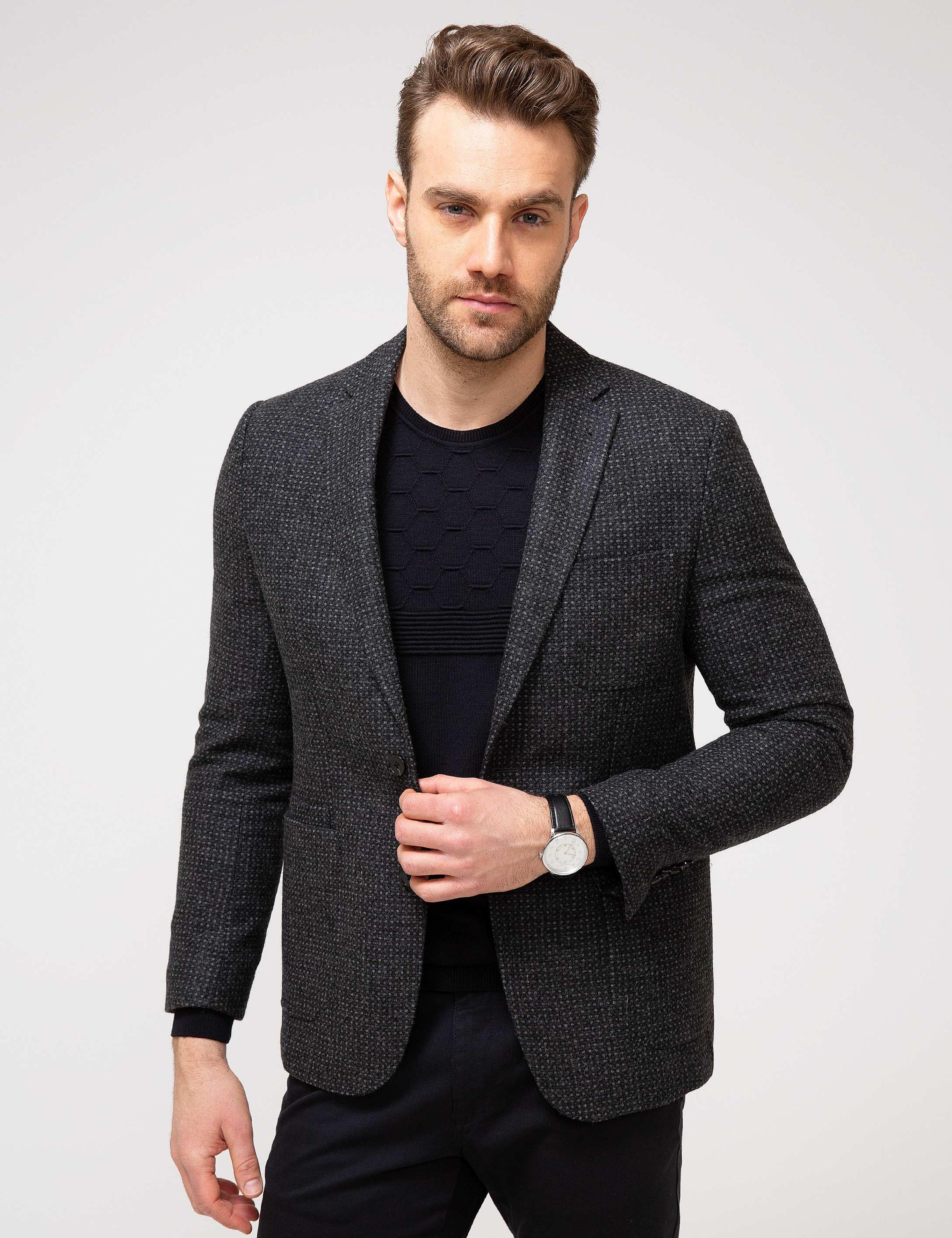 Antrasit Slim Fit Ceket