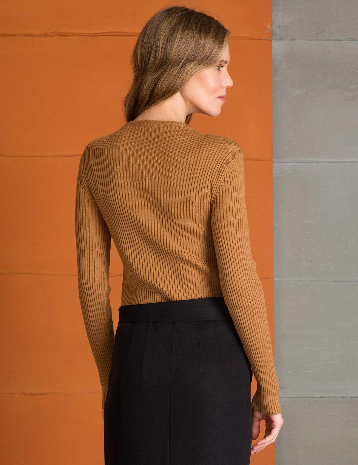 Kahverengi Triko Kazak - 50197414006