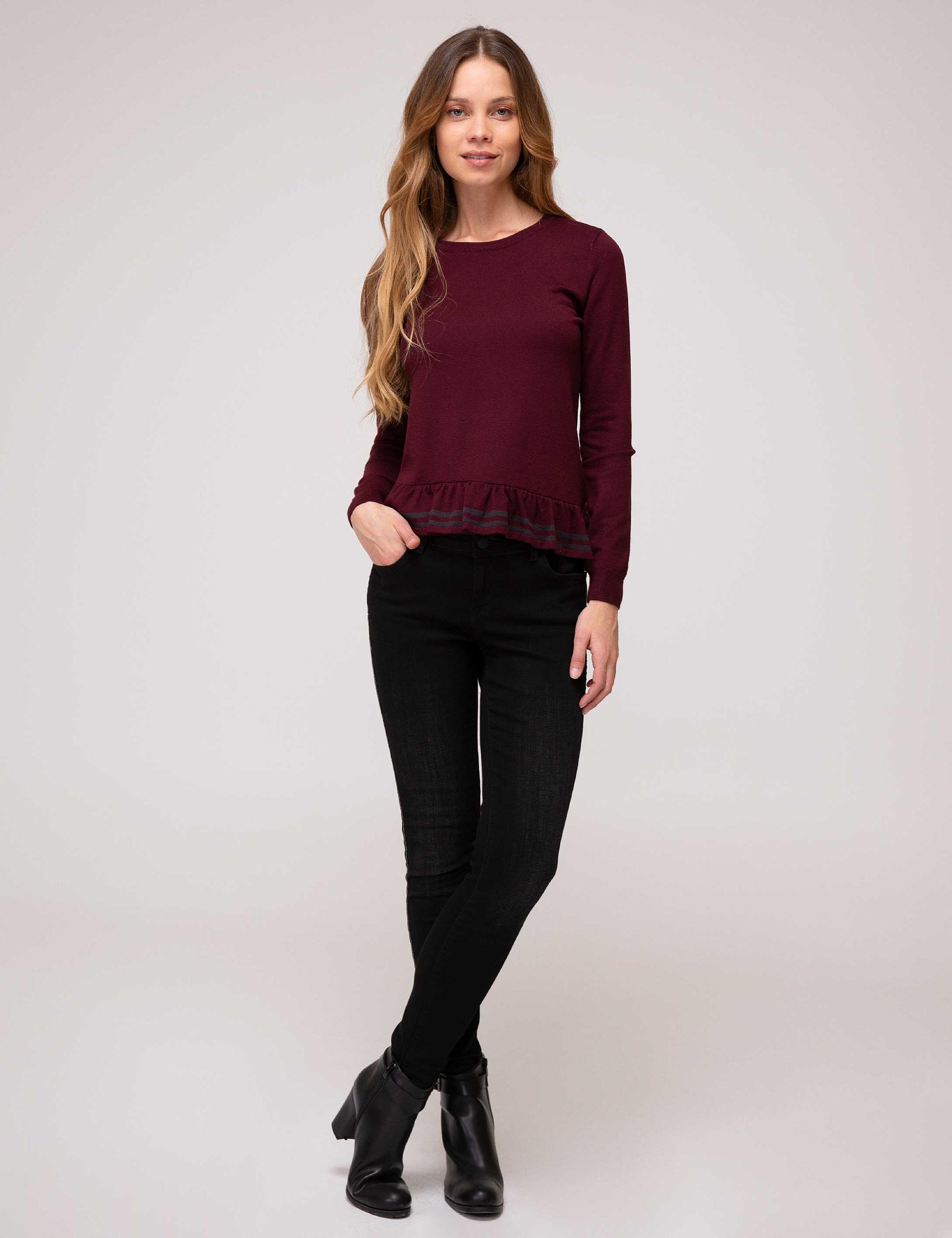 Bordo Slim Fit Kazak