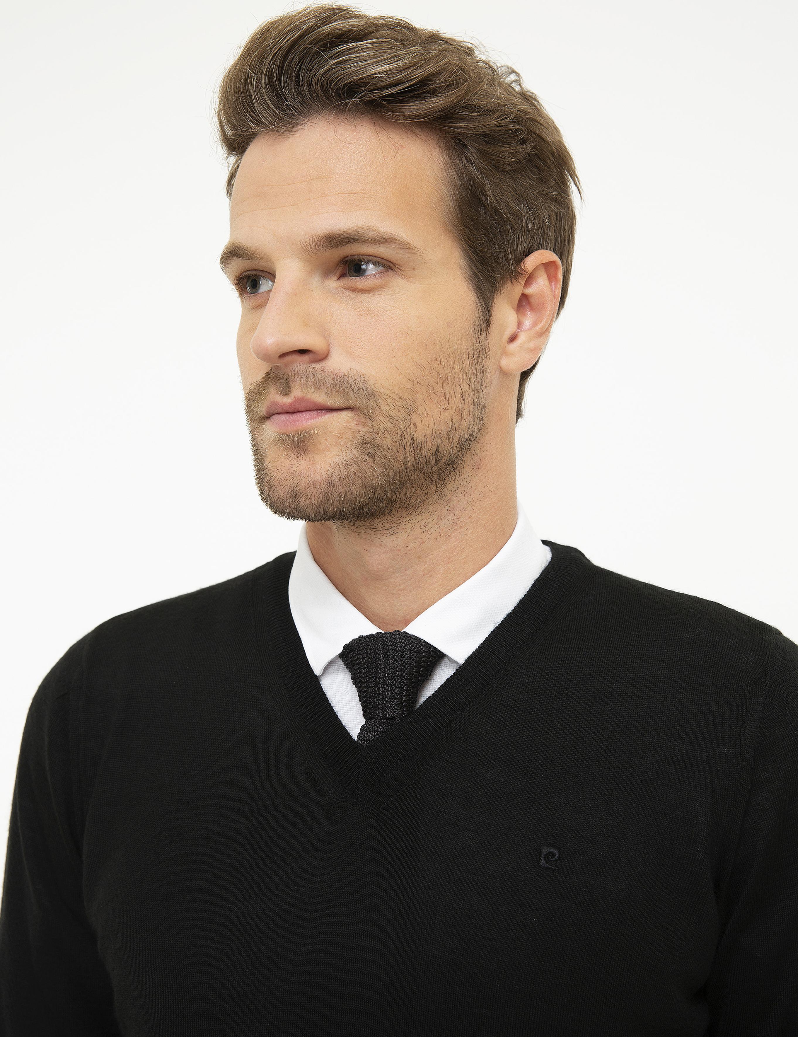 Siyah Slim Fit Basic Kazak