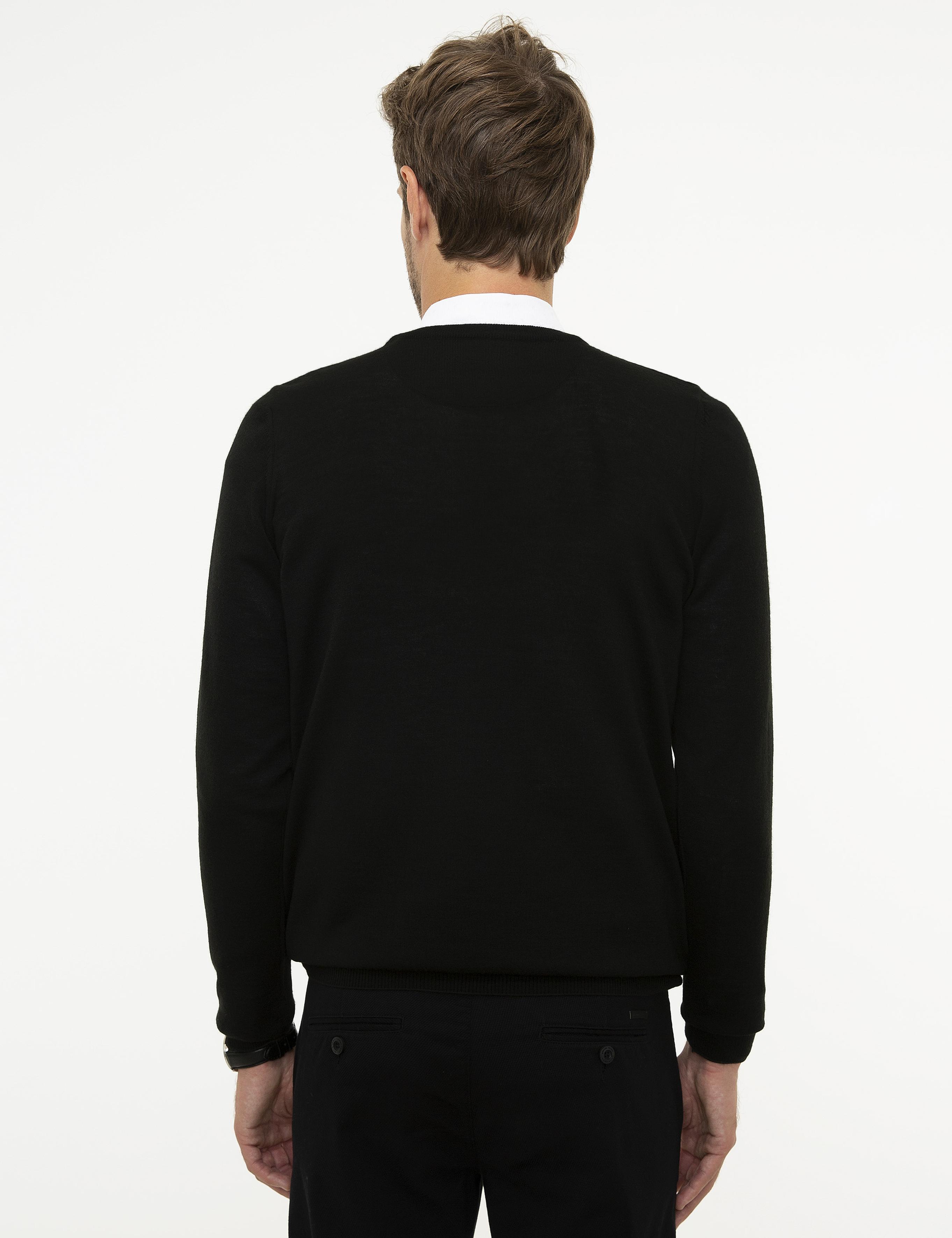 Siyah Slim Fit Basic Kazak