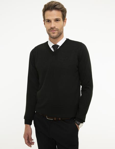 Siyah Slim Fit Basic Kazak - 50206762013