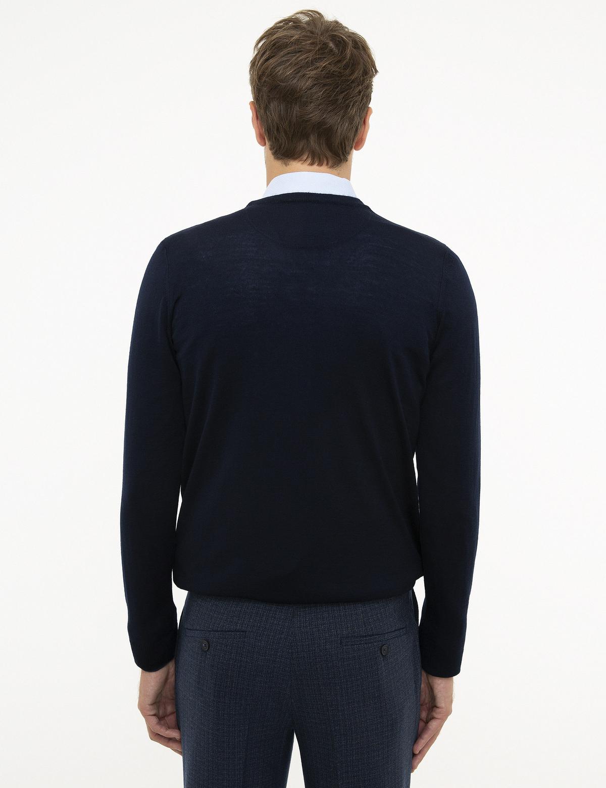 Lacivert Slim Fit Basic Kazak - 50206762024