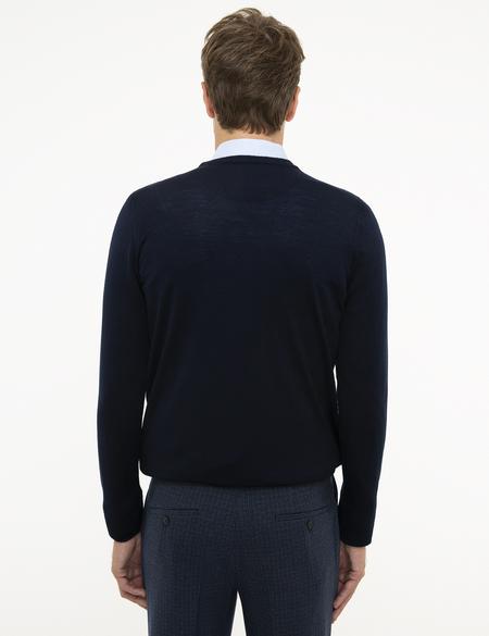 Lacivert Slim Fit Basic Kazak - 50206762024