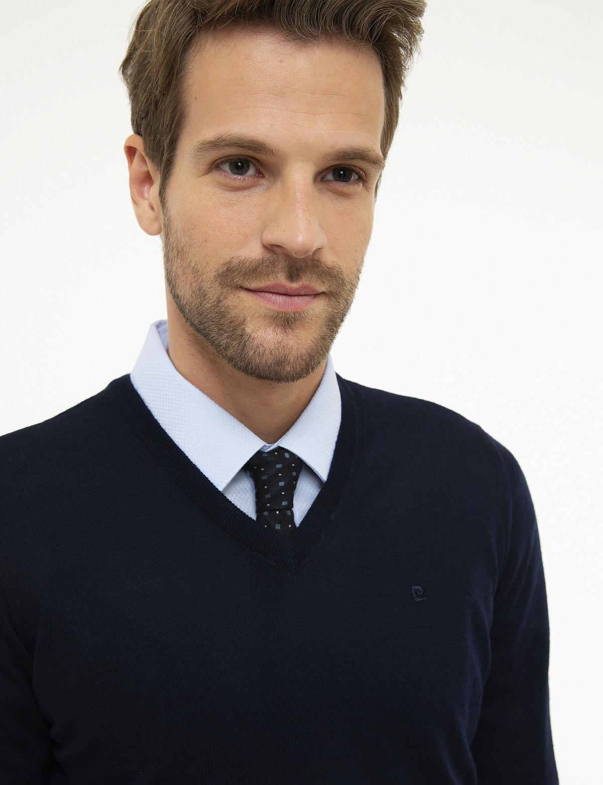 Lacivert Slim Fit Basic Kazak - 50206762024