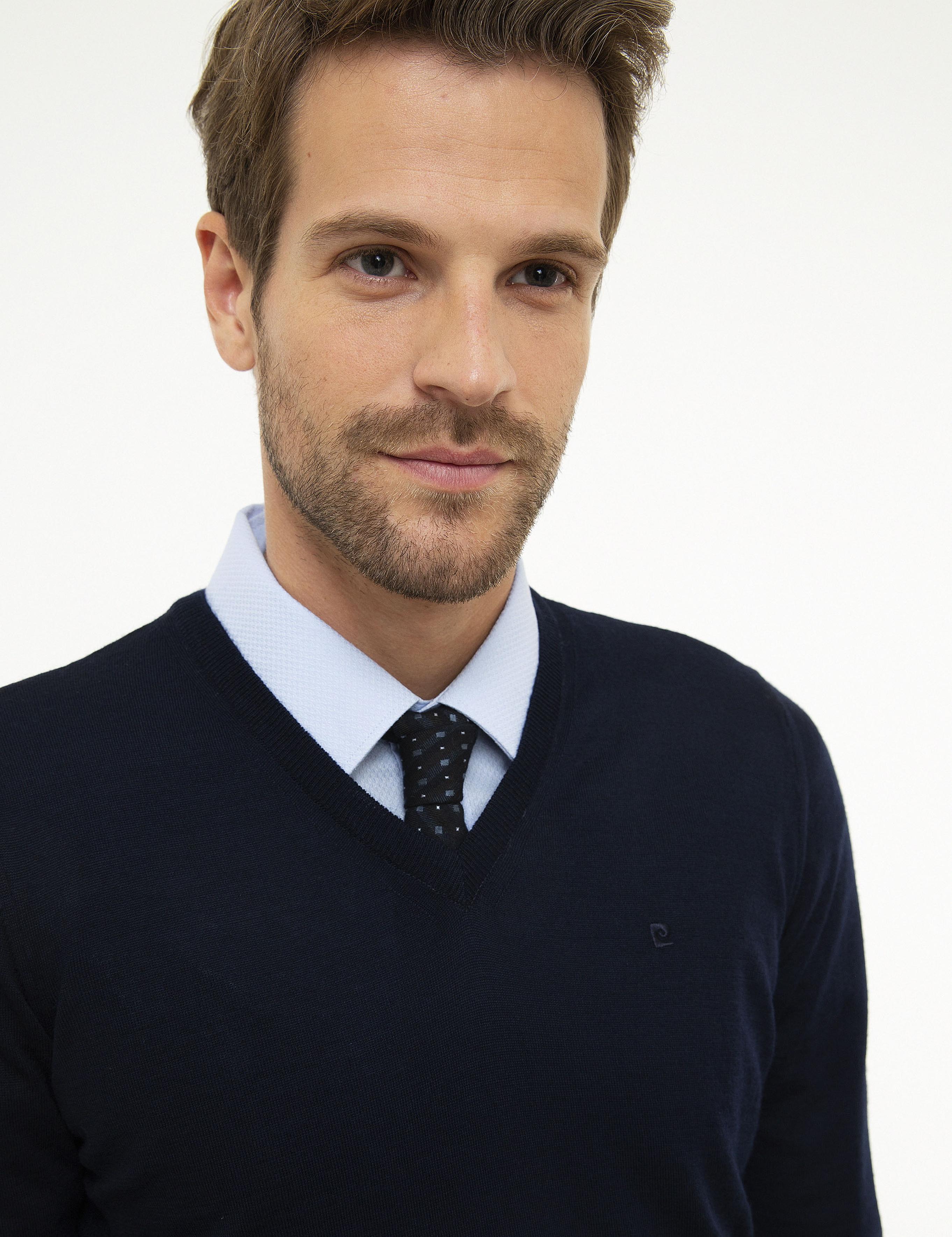 Lacivert Slim Fit Basic Kazak