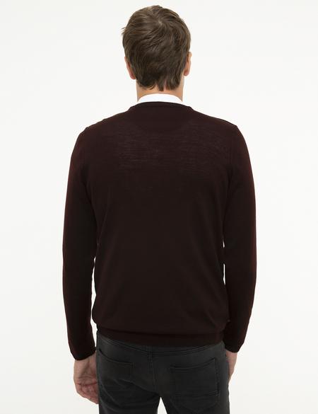 Bordo Slim Fit Basic Triko Kazak - 50206762033