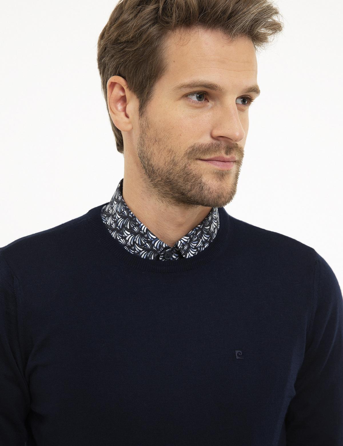 Lacivert Slim Fit Bisiklet Yaka Basic Triko Kazak - 50206763035