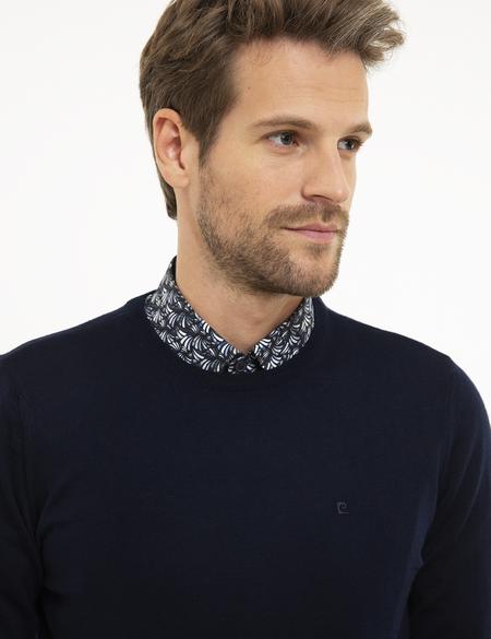 Lacivert Slim Fit Bisiklet Yaka Basic Triko Kazak - 50206763035