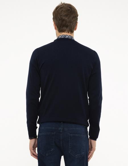 Lacivert Slim Fit Bisiklet Yaka Basic Triko Kazak - 50206763035