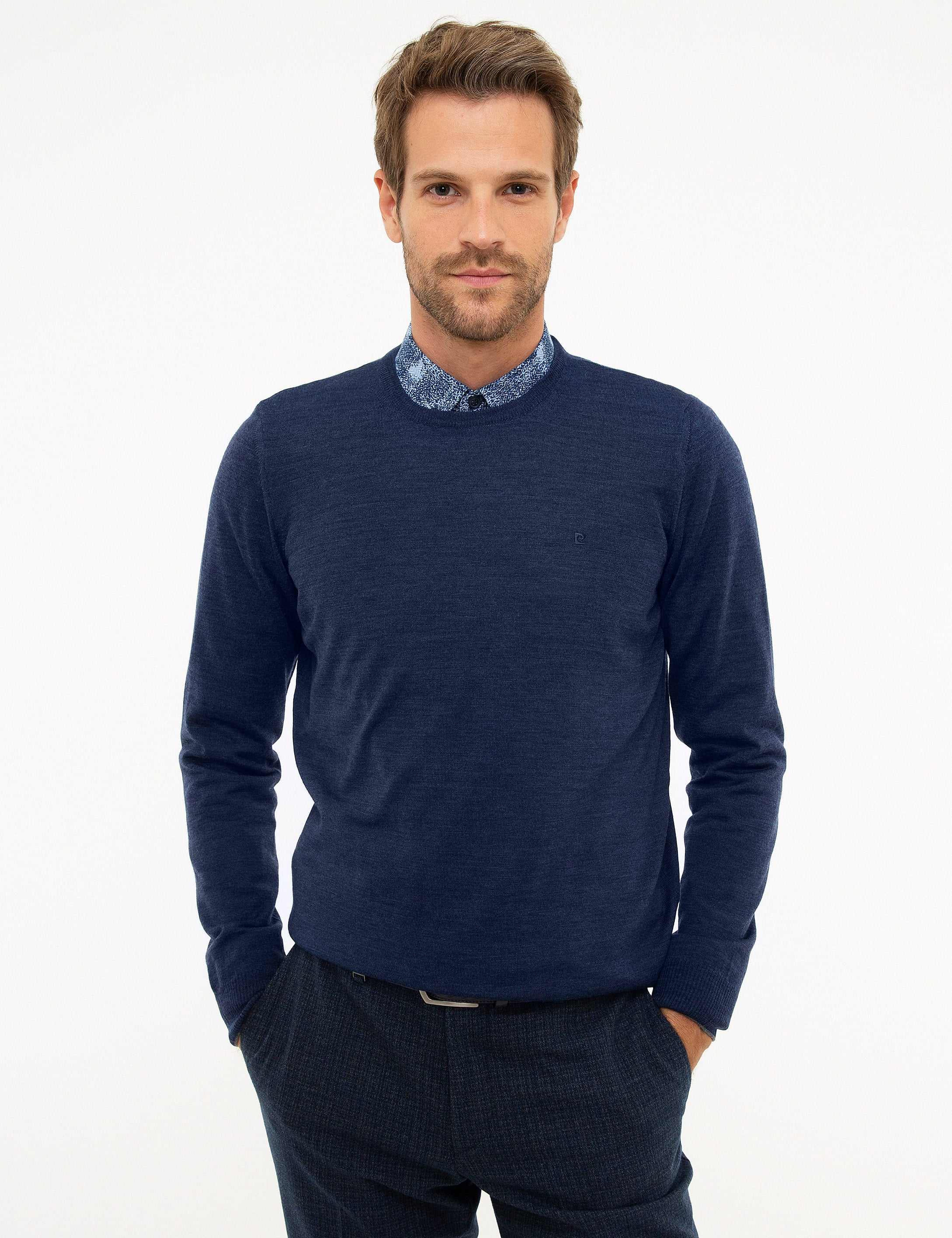 İndigo Slim Fit Basic Kazak