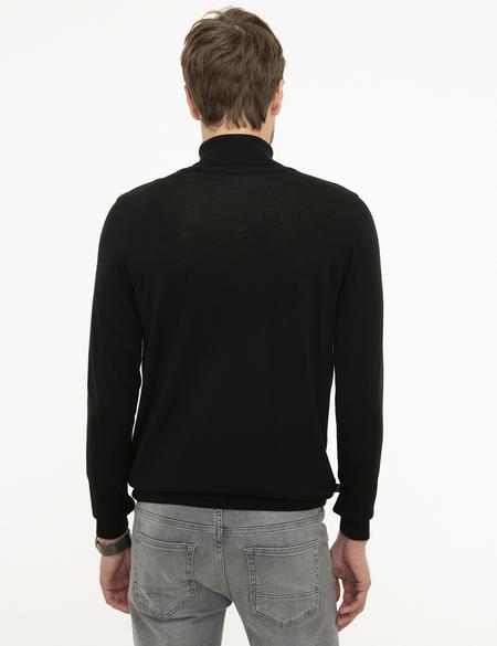 Siyah Slim Fit Tam Balıkçı Yaka Basic Triko Kazak - 50206771006