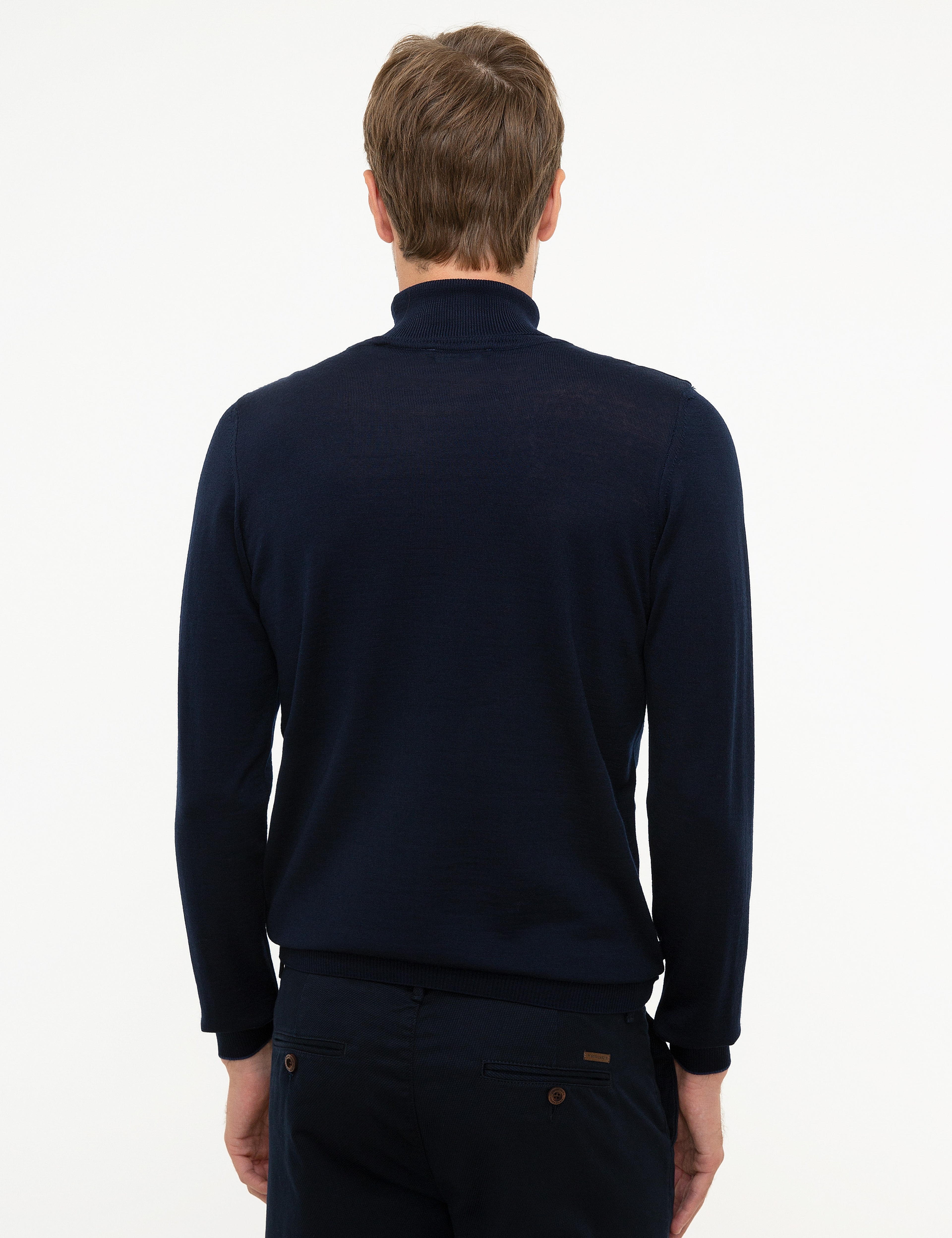 Lacivert Slim Fit Basic Kazak - Image 4