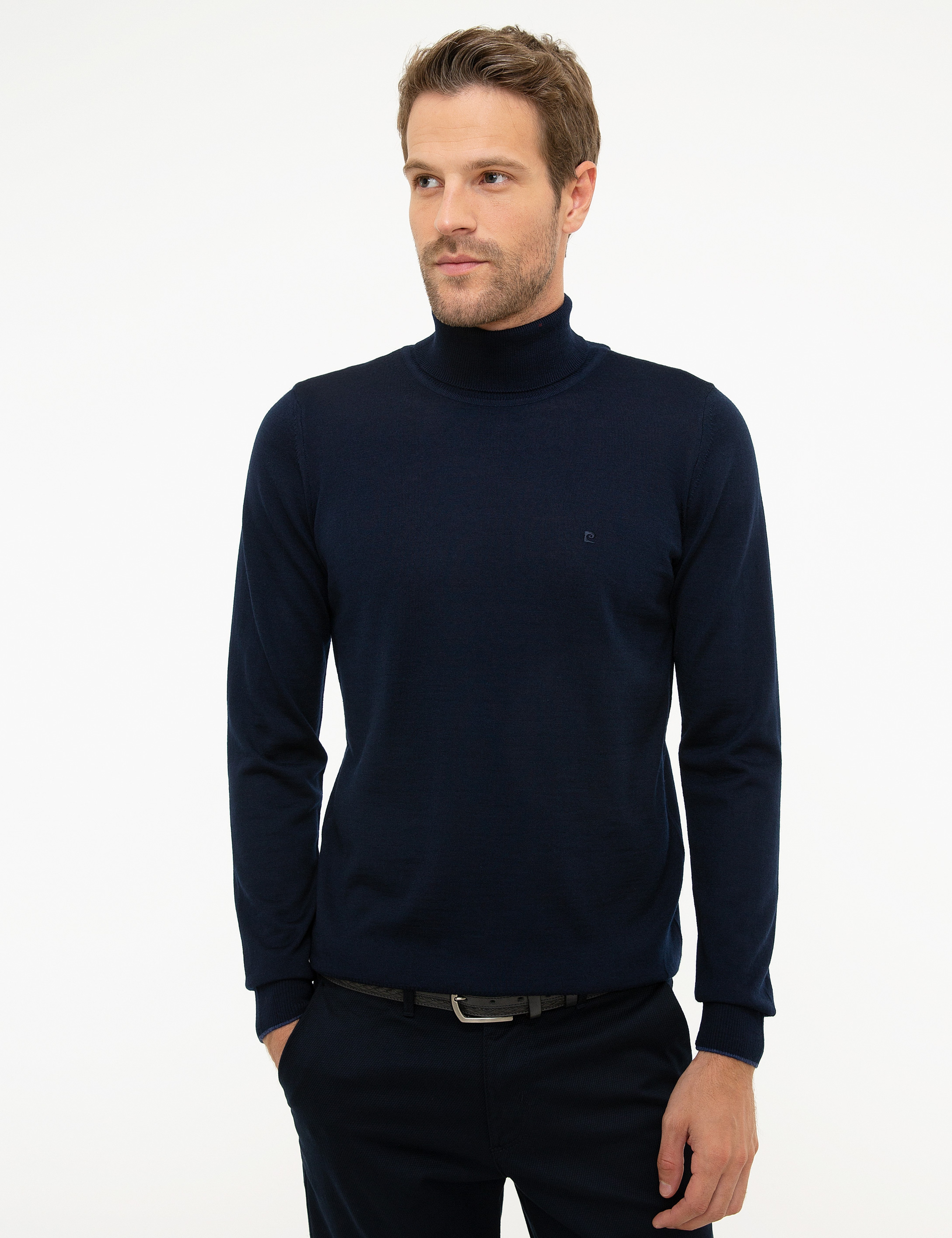 Lacivert Slim Fit Basic Kazak - Image 1